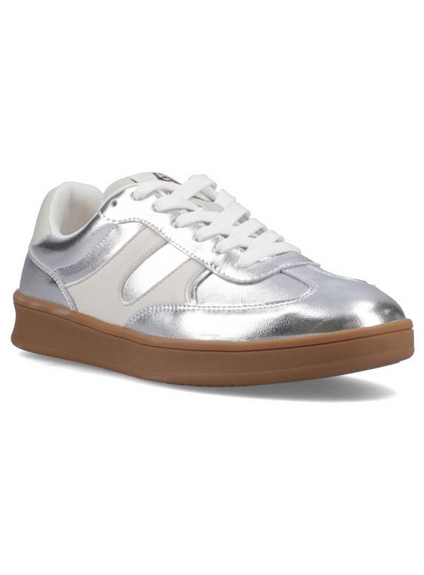 HUSH PUPPIES Maura Leather Trainers Silver 3