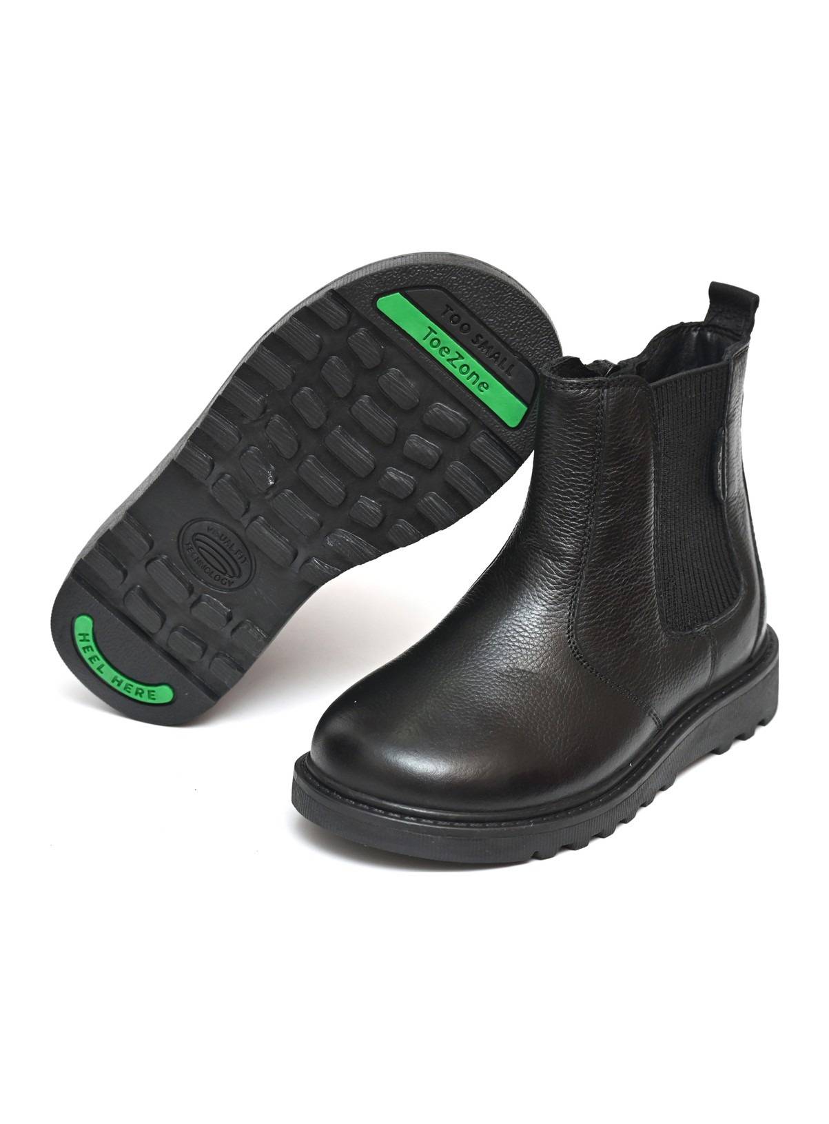 TOEZONE Lily Girls Zip and Gusset Black Leather Ankle Boots 10 Infant - Image 1