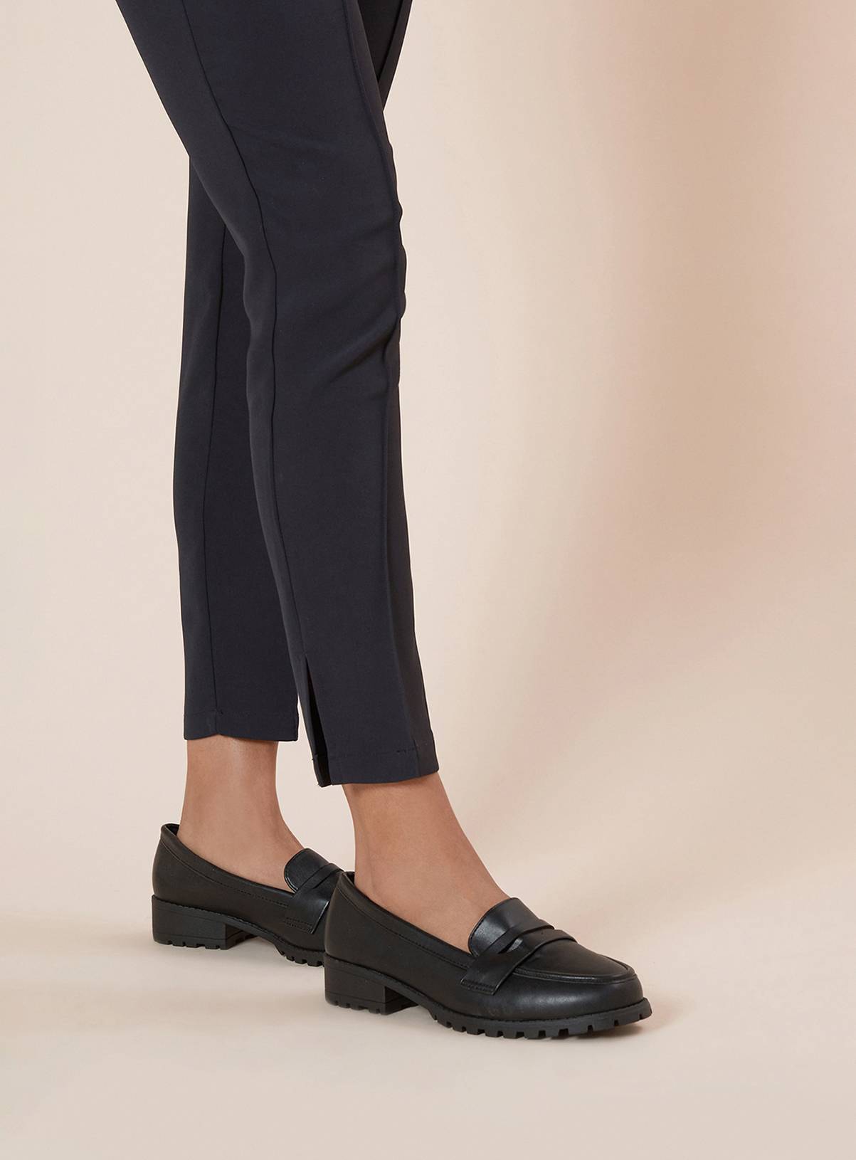 DOROTHY PERKINS Black Leoni Faux Leather Chunky Loafers Wide Fit 4 - Image 4