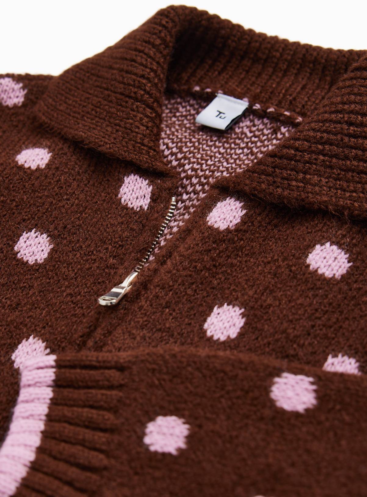 Brown Polka Dot Zip Cardigan 6 years - Image 2