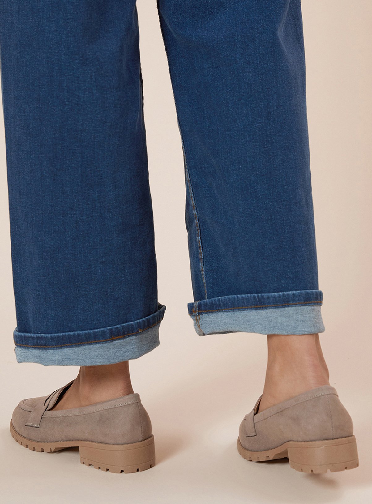 DOROTHY PERKINS Taupe Leoni Faux Suede Chunky Loafers Wide Fit 5 - Image 2 thumbnail