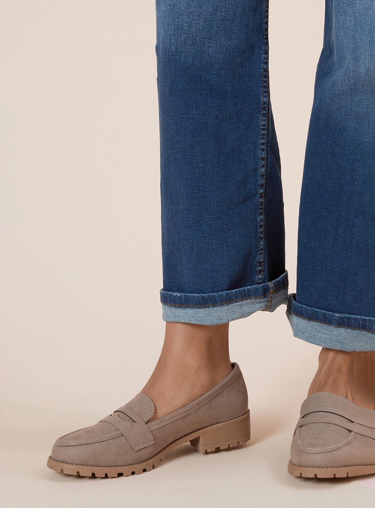 DOROTHY PERKINS Taupe Leoni Faux Suede Chunky Loafers Wide Fit 5 - Image 3 thumbnail