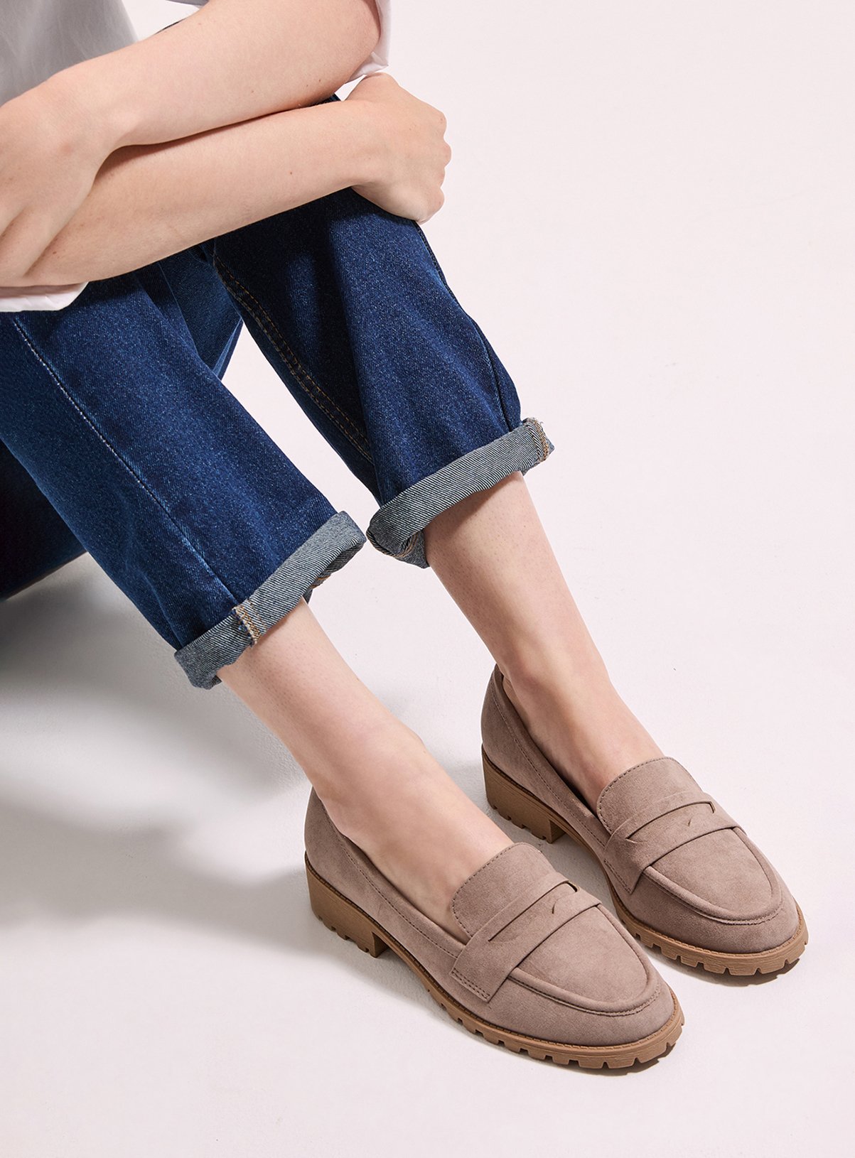 DOROTHY PERKINS Taupe Leoni Faux Suede Chunky Loafers 4 - Image 2 thumbnail