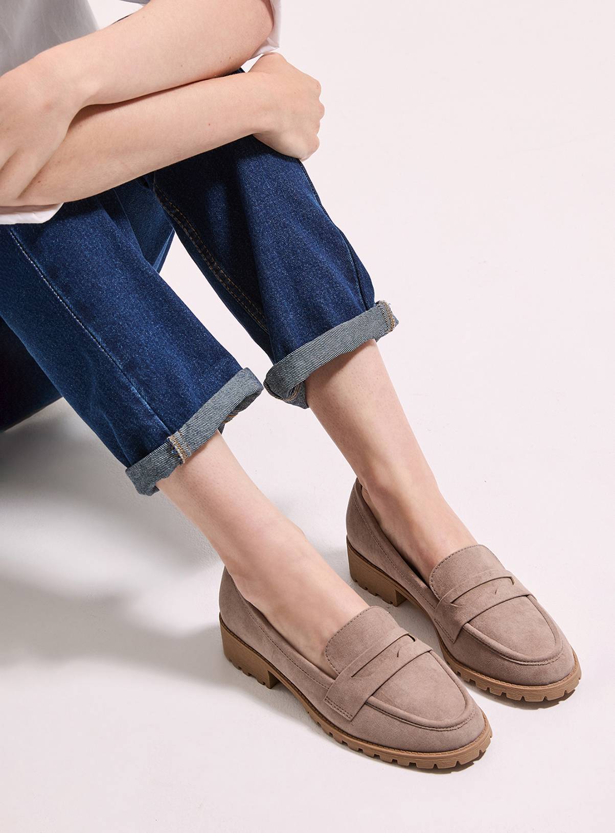 DOROTHY PERKINS Taupe Leoni Faux Suede Chunky Loafers 4 - Image 2