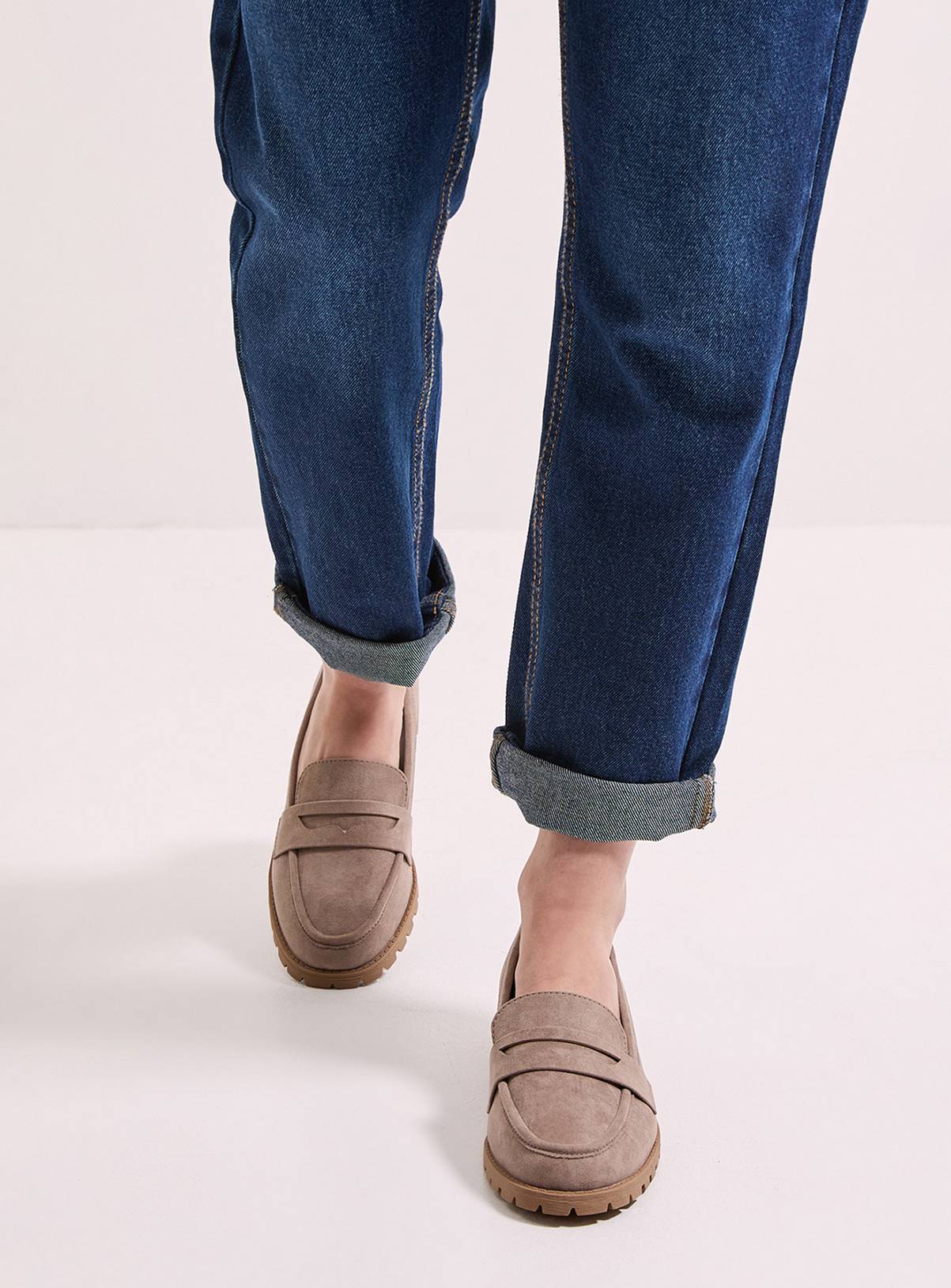 DOROTHY PERKINS Taupe Leoni Faux Suede Chunky Loafers 4 - Image 3
