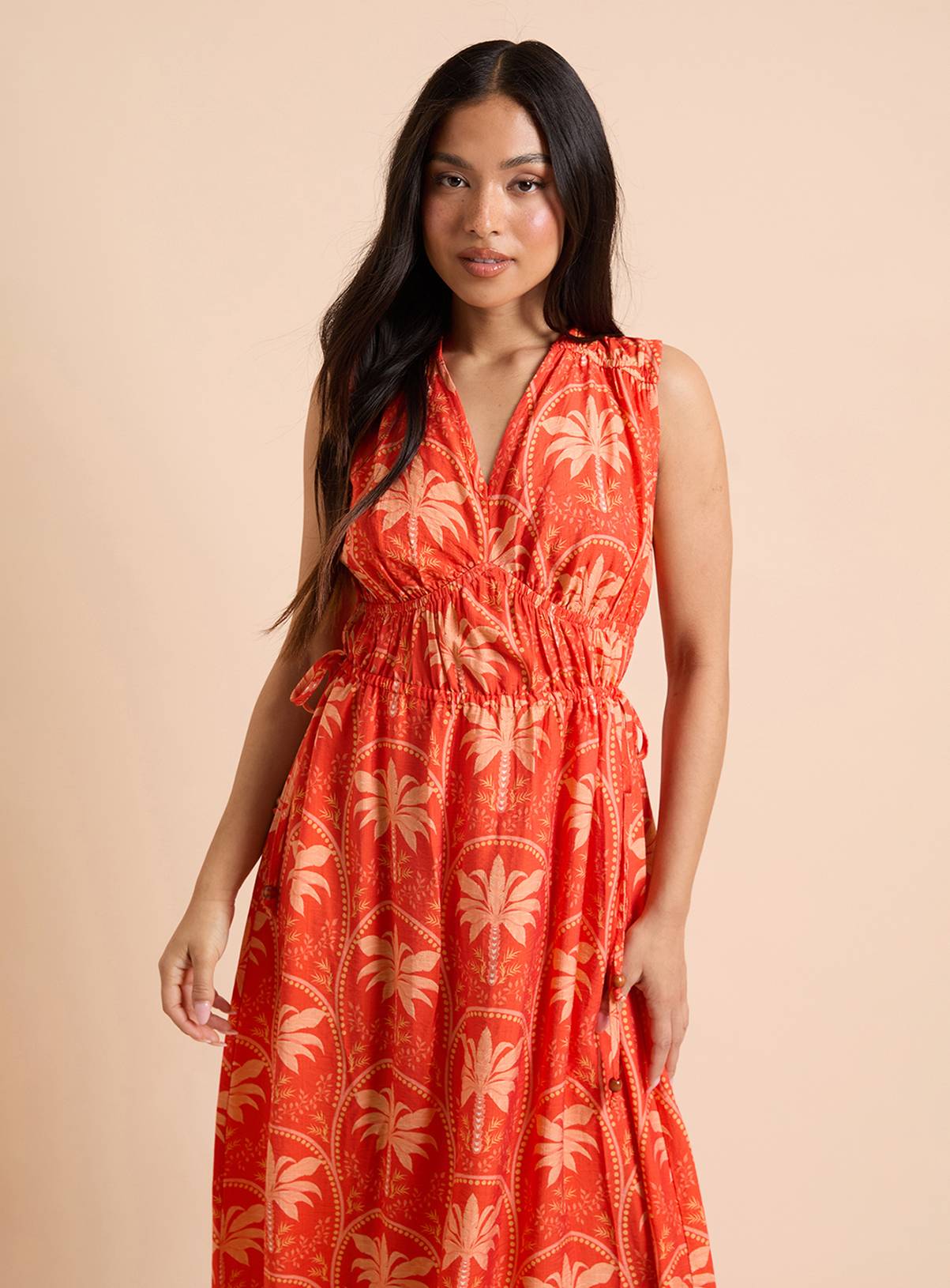 DOROTHY PERKINS Palm Printed Side Tie V Neck Midaxi Dress 10 - Image 2