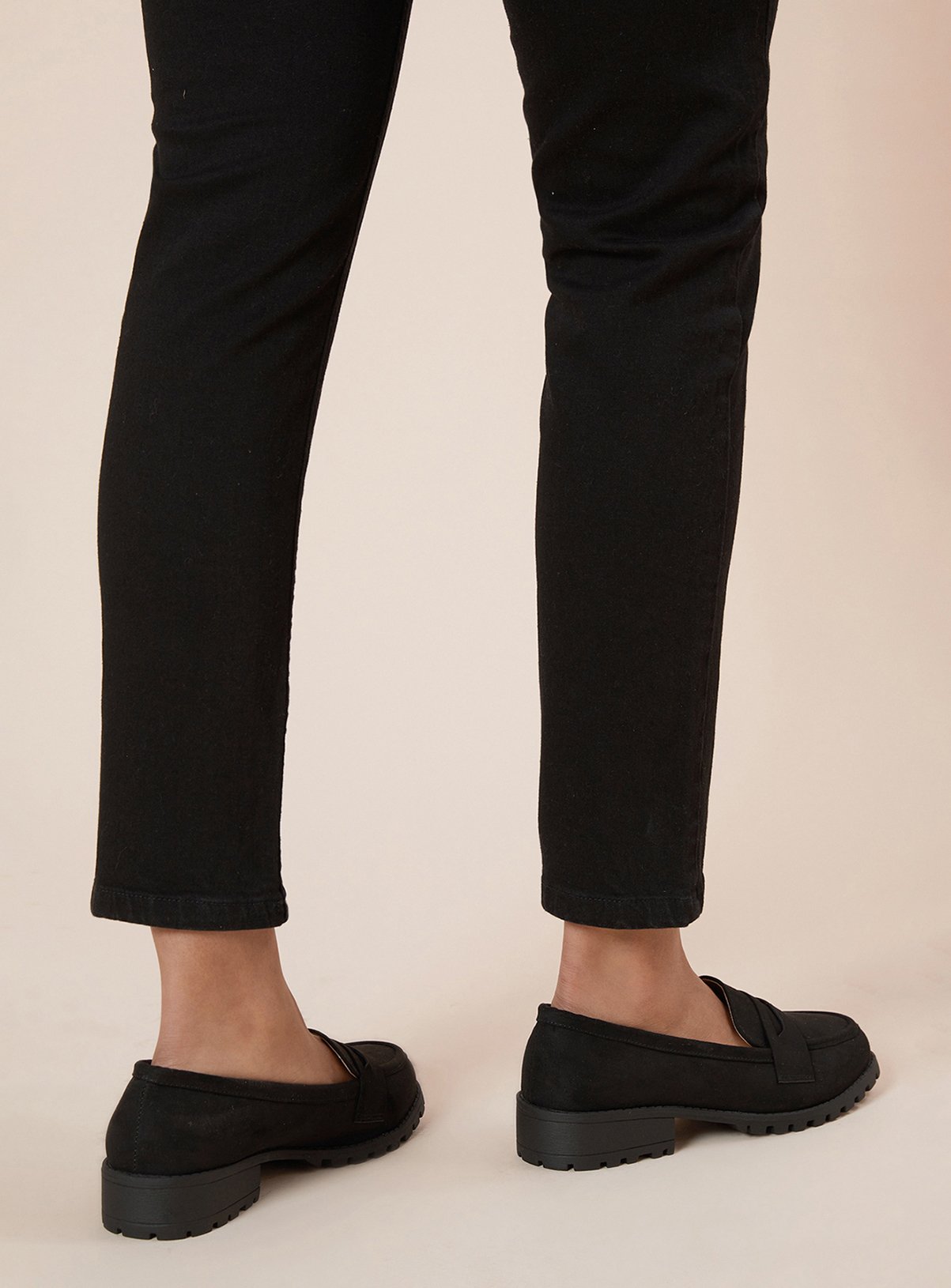 DOROTHY PERKINS Black Leoni Faux Suede Chunky Loafers Wide Fit 3 - Image 2 thumbnail