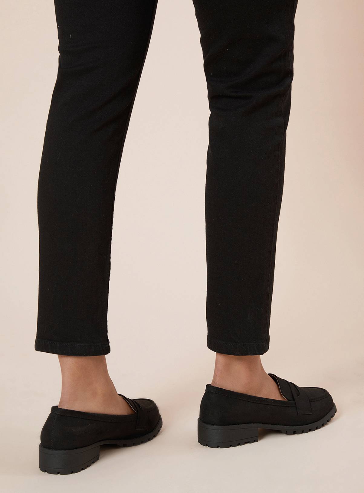 DOROTHY PERKINS Black Leoni Faux Suede Chunky Loafers Wide Fit 3 - Image 2
