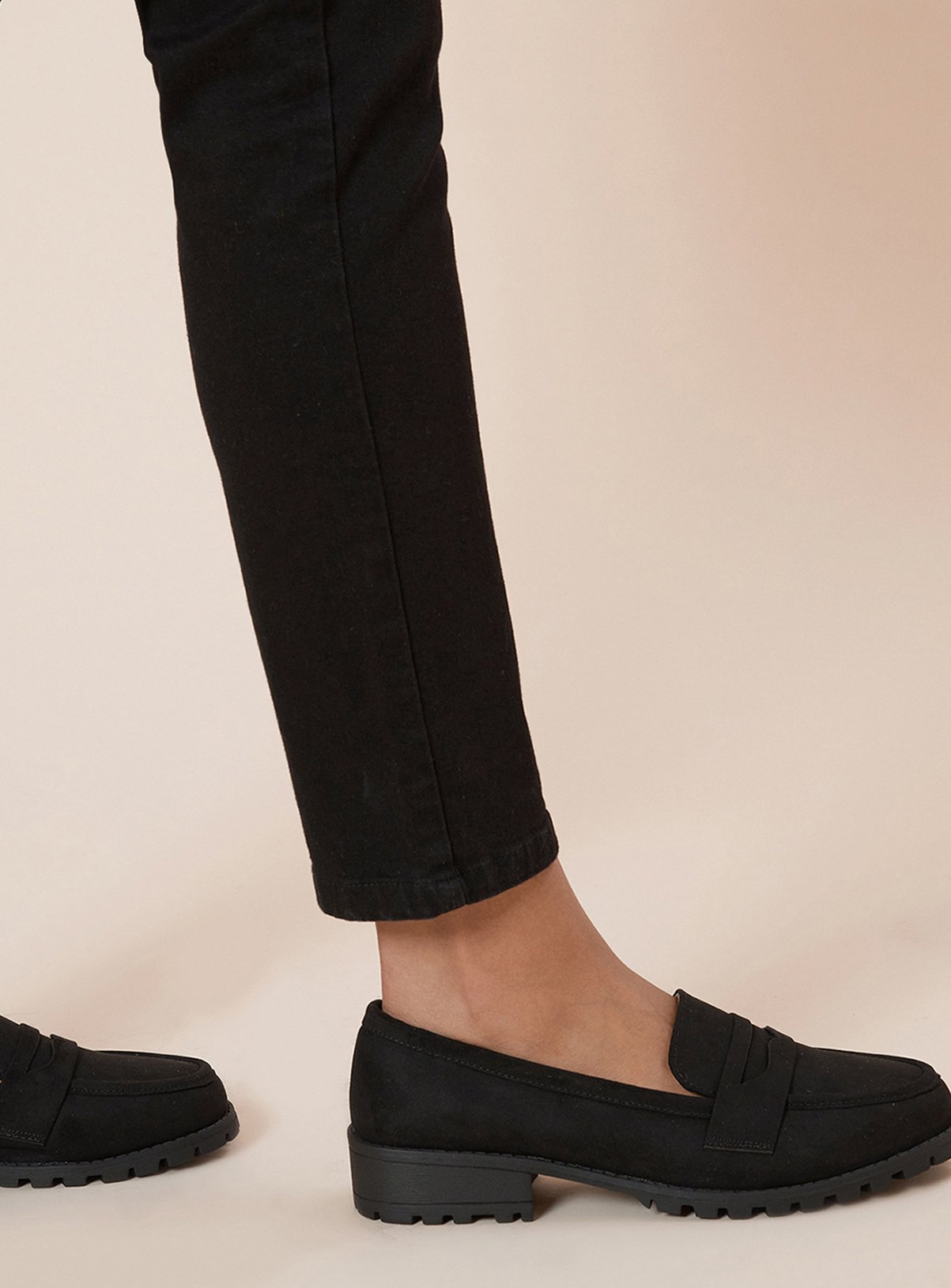 DOROTHY PERKINS Black Leoni Faux Suede Chunky Loafers Wide Fit 3 - Image 3 thumbnail