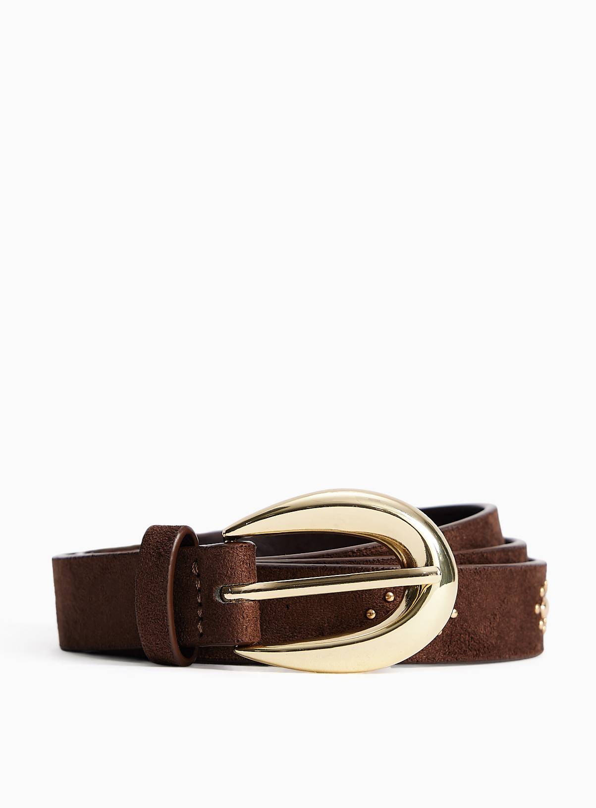 Chocolate Brown Faux Suede Western Studded Belt S - Image 1
