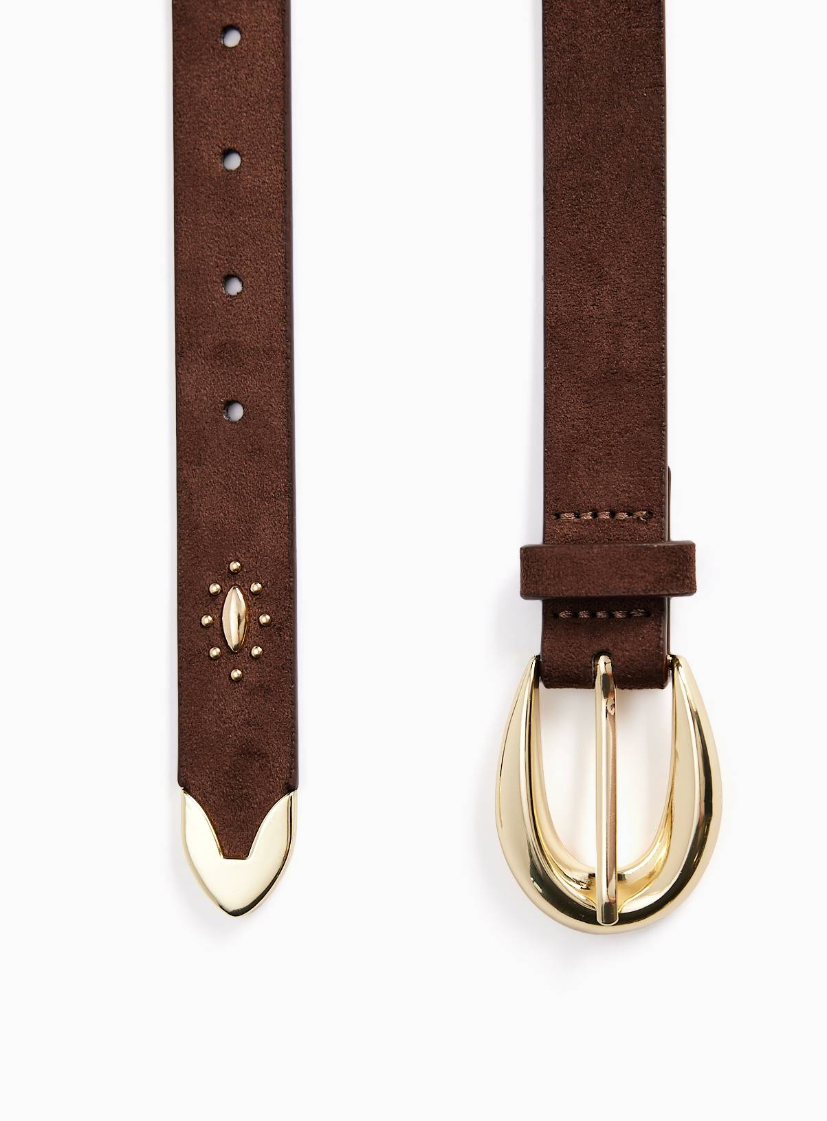 Chocolate Brown Faux Suede Western Studded Belt S - Image 2