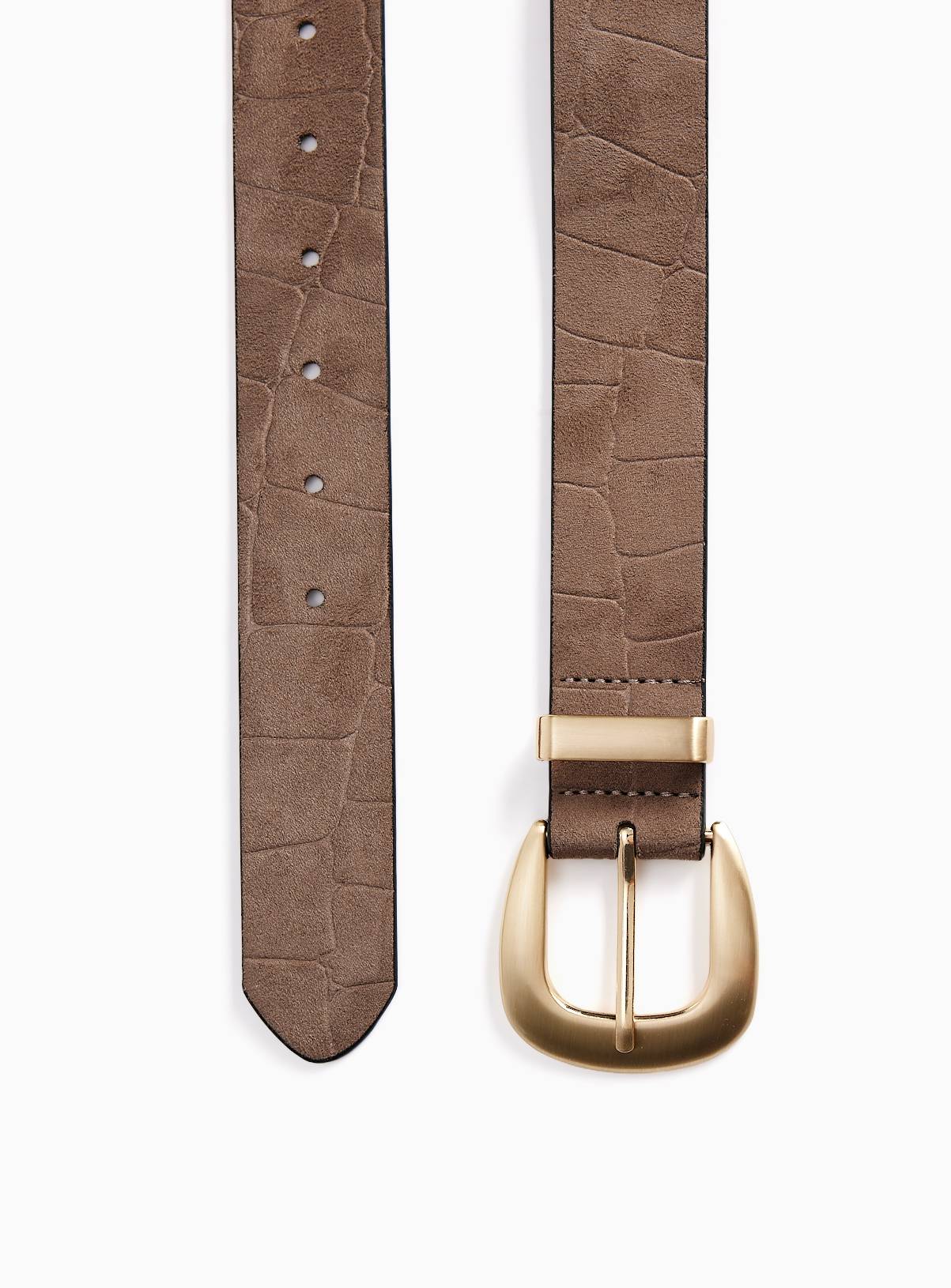 Neutral Faux Croc Pouch Belt S - Image 2