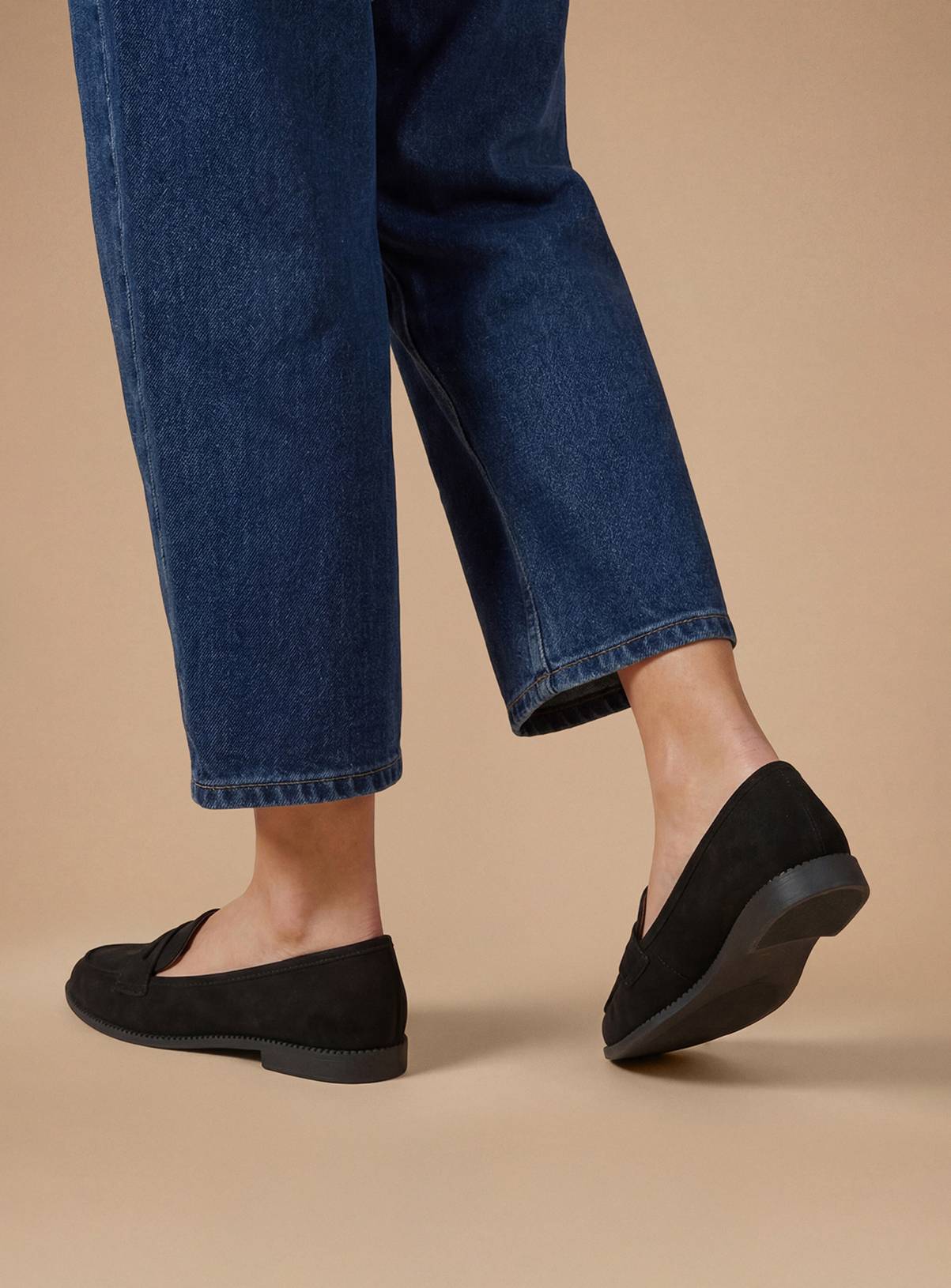 DOROTHY PERKINS Black Faux Suede Lara Penny Loafers 3 - Image 2
