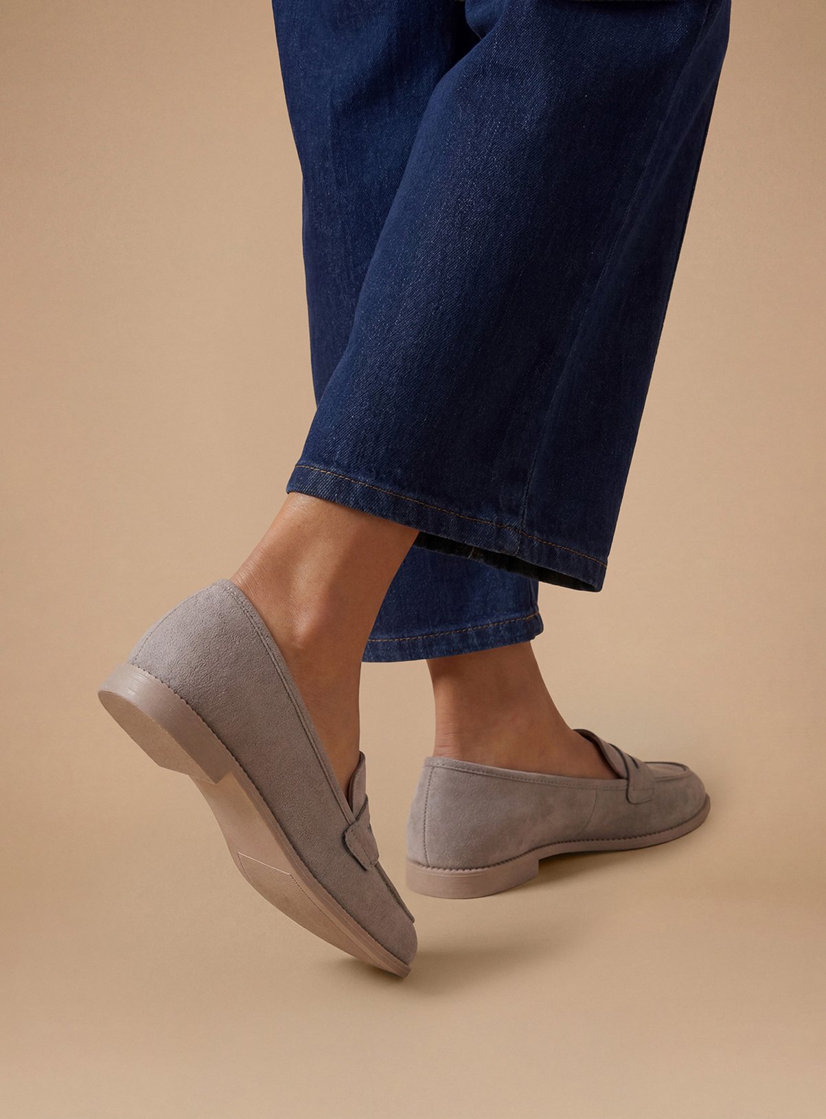 DOROTHY PERKINS Taupe Faux Suede Lara Penny Loafers 8 - Image 2 thumbnail