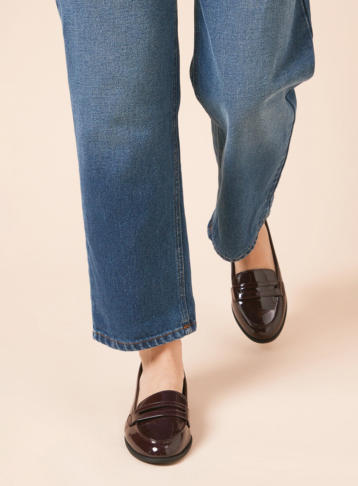 DOROTHY PERKINS Burgundy Patent Lara Penny Loafers 3 - Image 2 thumbnail