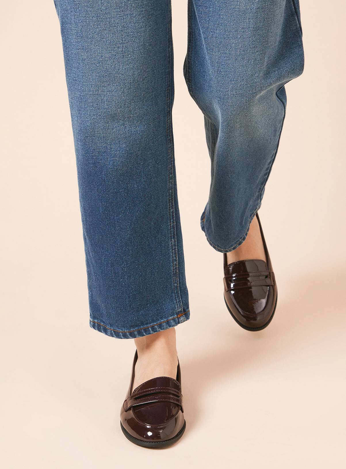 DOROTHY PERKINS Burgundy Patent Lara Penny Loafers 3 - Image 2