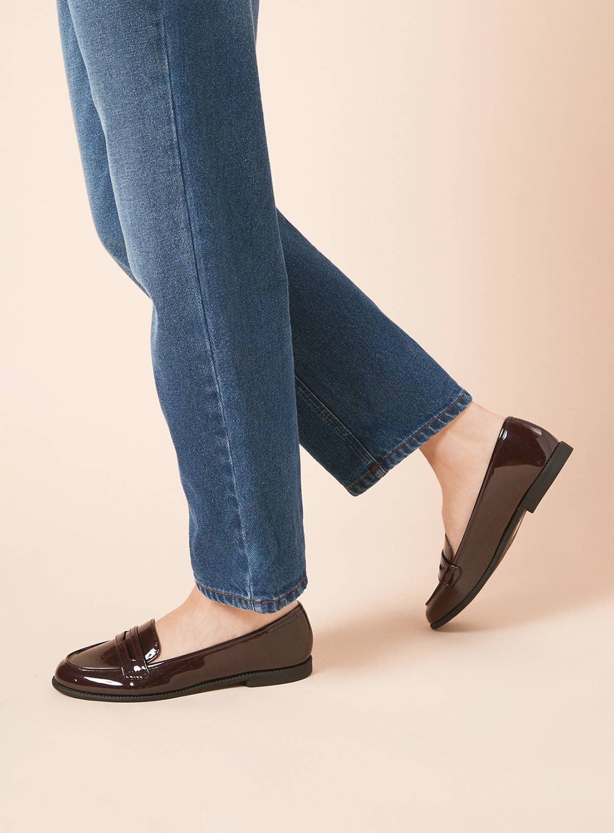 DOROTHY PERKINS Burgundy Patent Lara Penny Loafers 3 - Image 3
