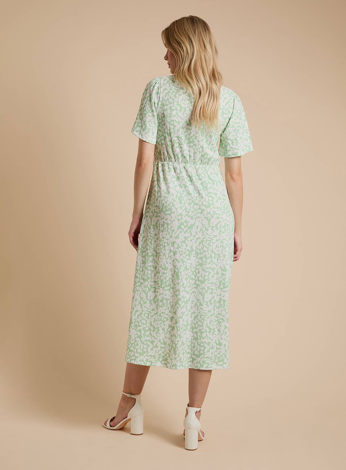 DOROTHY PERKINS Tie Front Flutter Sleeve Printed Jersey Midi Dress 16 - Image 3