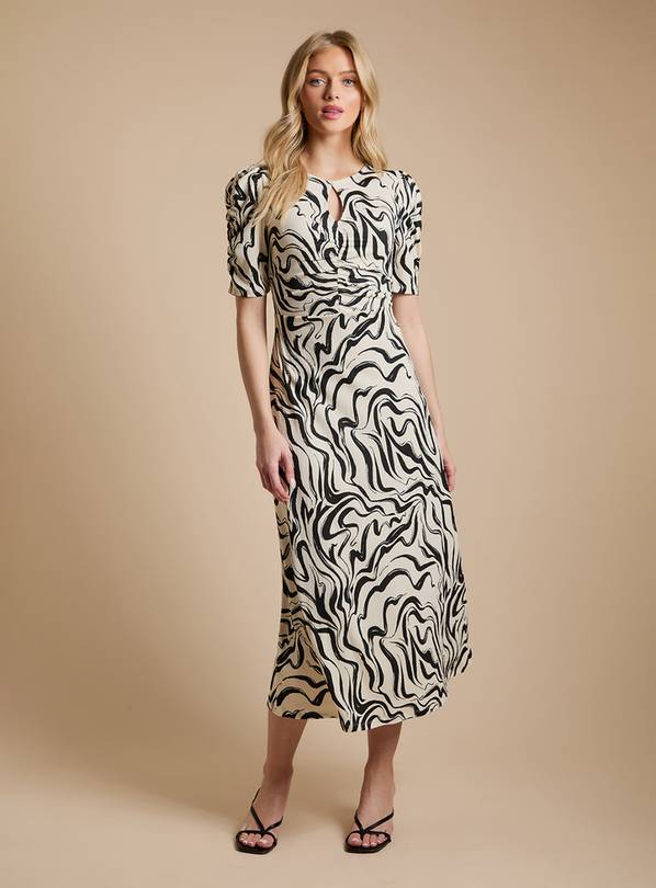 DOROTHY PERKINS Neutral Short Sleeve Keyhole Jersey Midi Dress 10