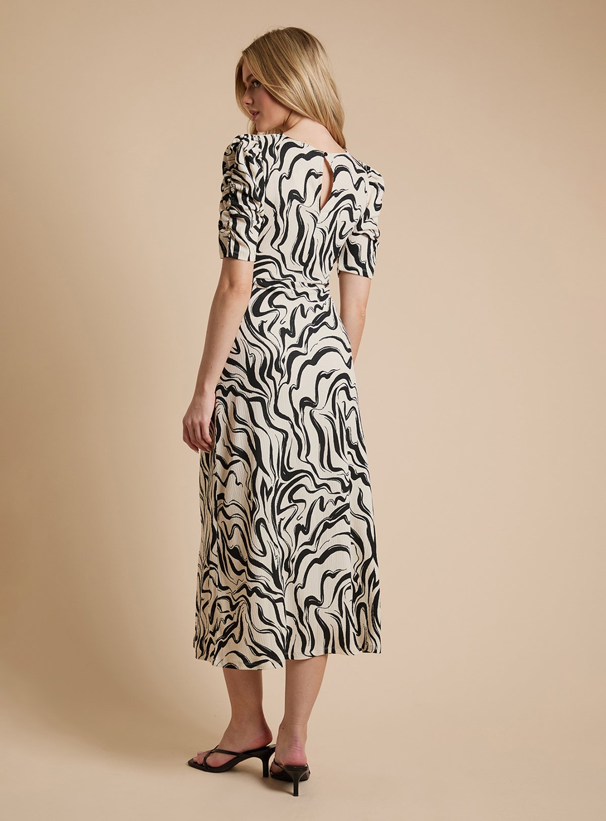 DOROTHY PERKINS Neutral Short Sleeve Keyhole Jersey Midi Dress 12 - Image 3 thumbnail