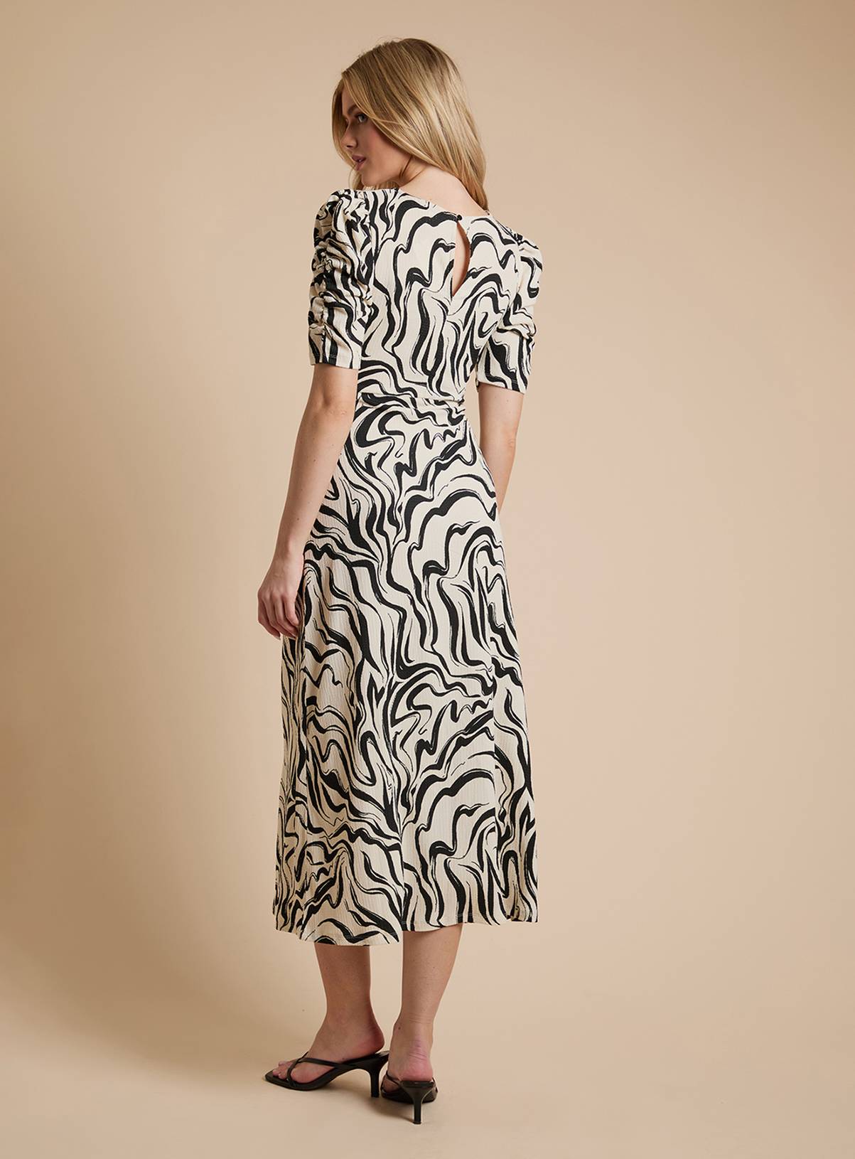 DOROTHY PERKINS Neutral Short Sleeve Keyhole Jersey Midi Dress 12 - Image 3