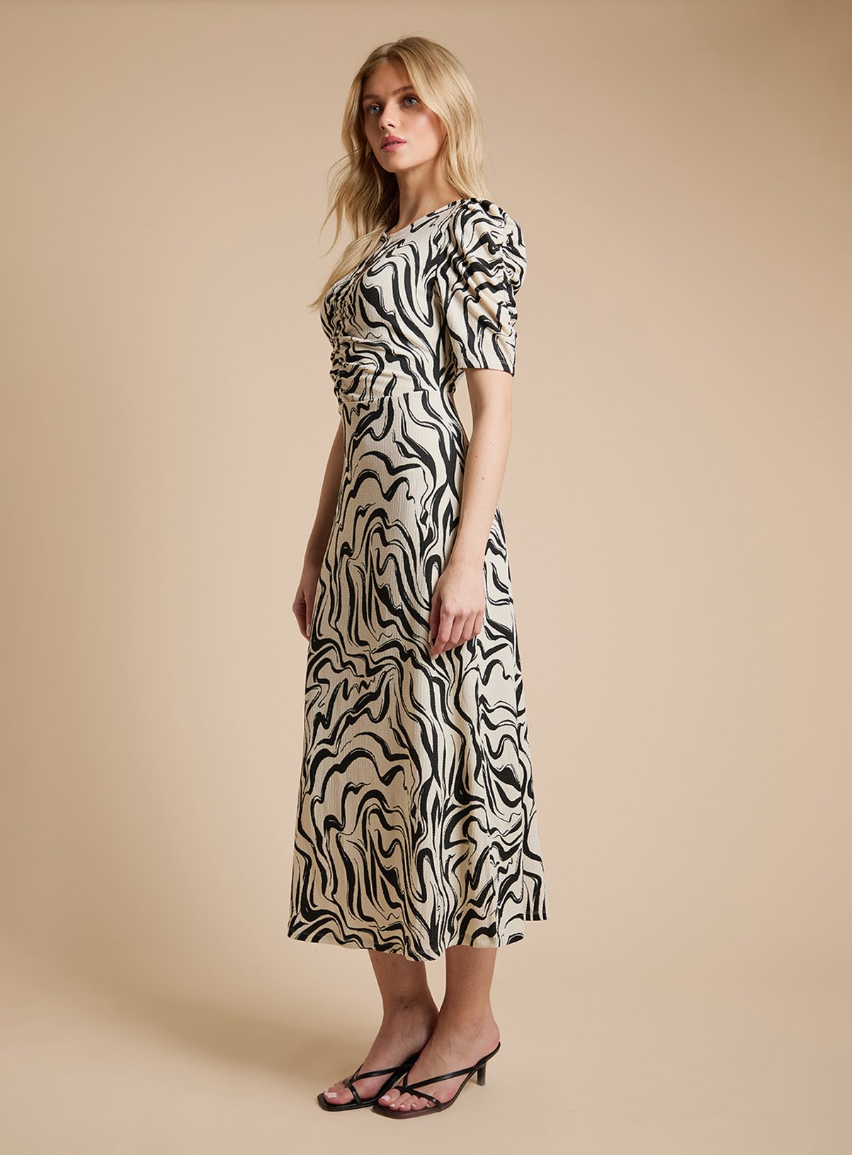 DOROTHY PERKINS Neutral Short Sleeve Keyhole Jersey Midi Dress 12 - Image 4 thumbnail