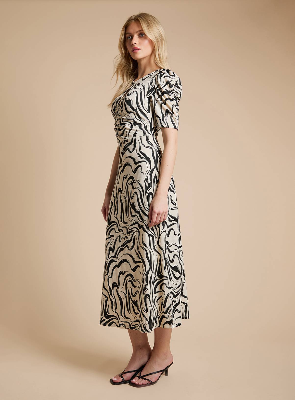 DOROTHY PERKINS Neutral Short Sleeve Keyhole Jersey Midi Dress 12 - Image 4