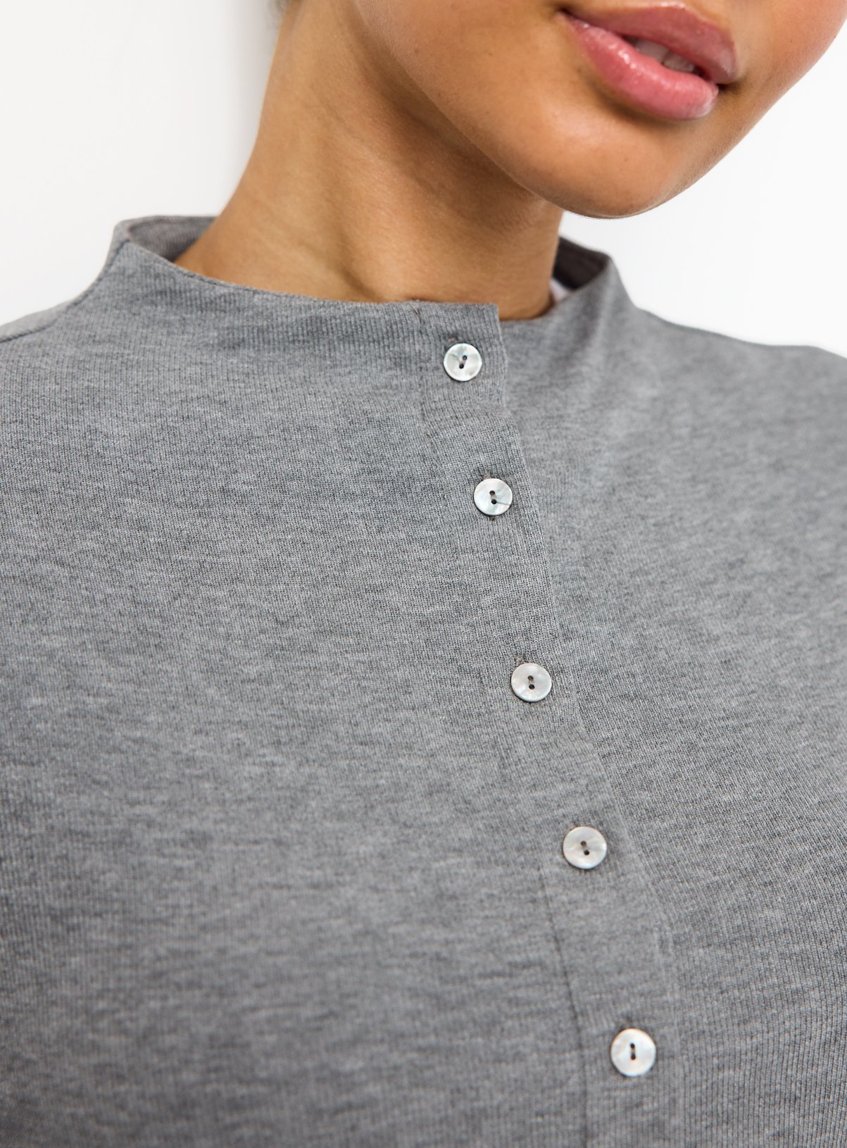 Grey Brushed High Neck Button-Through Cardigan 20 - Image 3 thumbnail