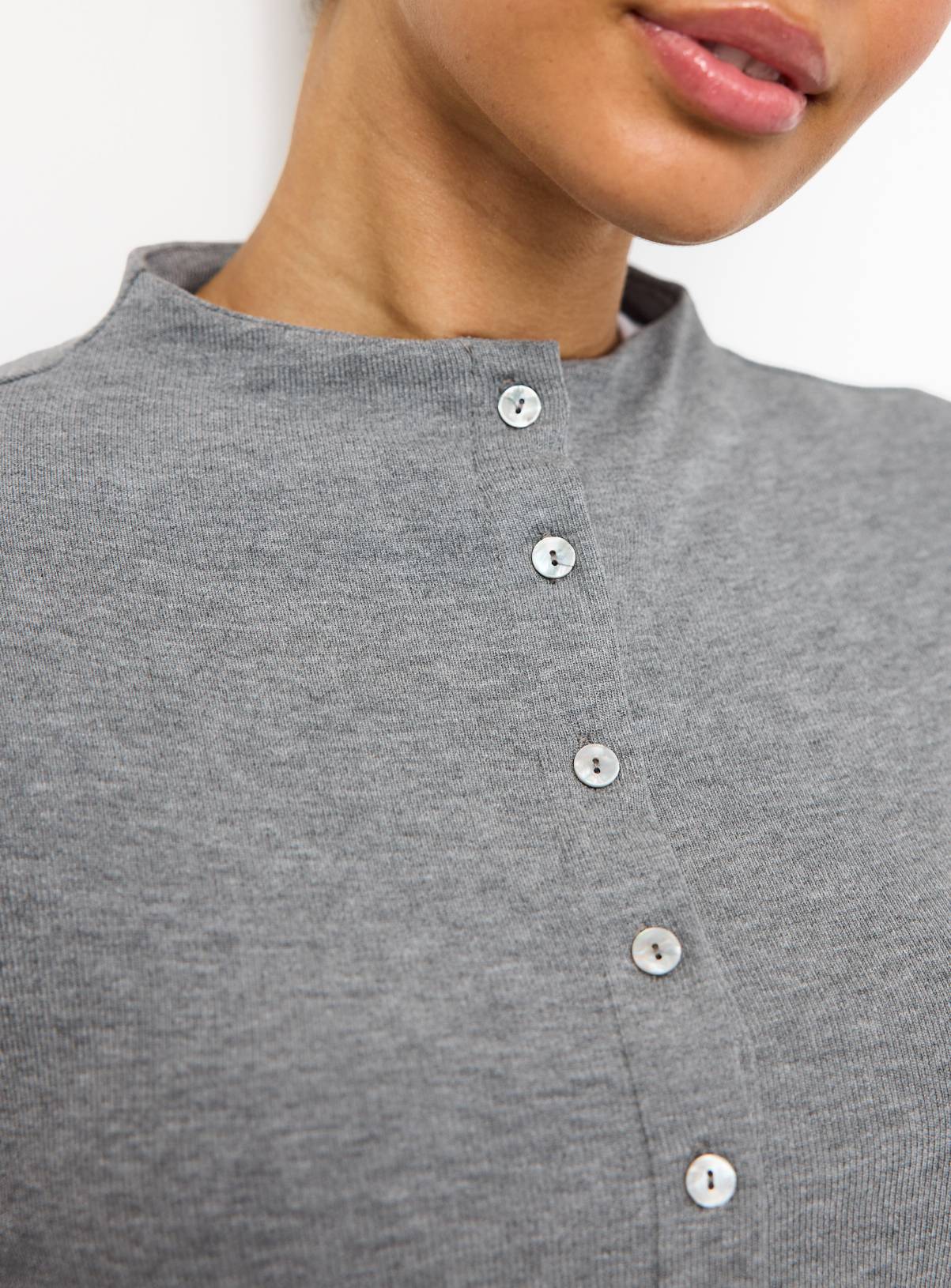 Grey Brushed High Neck Button-Through Cardigan 20 - Image 3