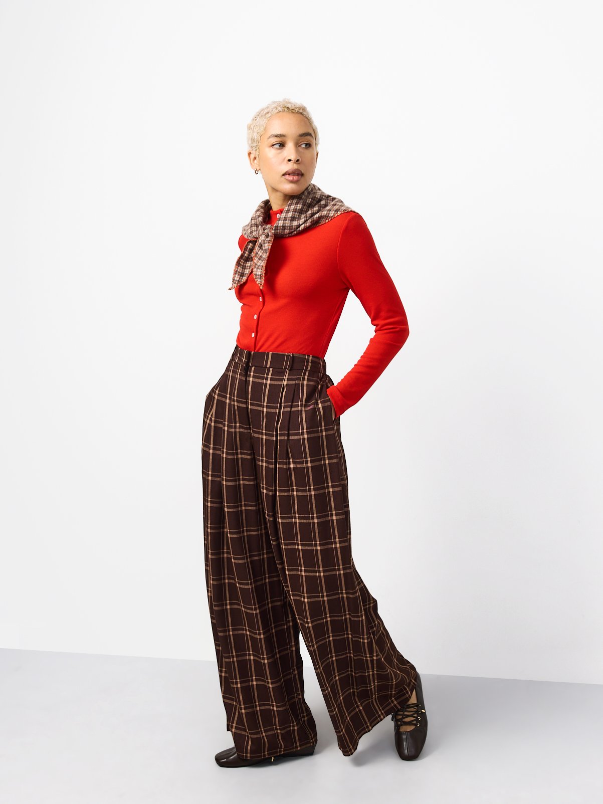 Red Brushed High Neck Button-Through Cardigan 20 - Image 2 thumbnail