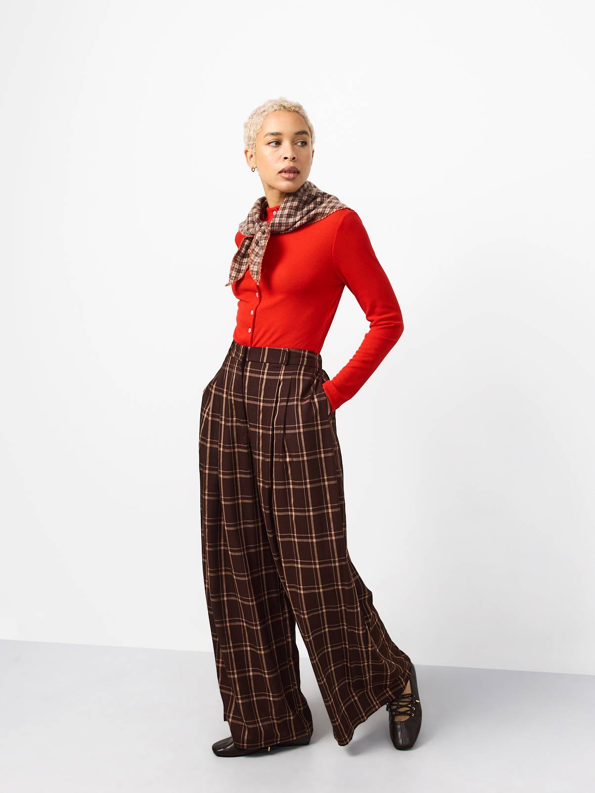 Red Brushed High Neck Button-Through Cardigan 20 - Image 2