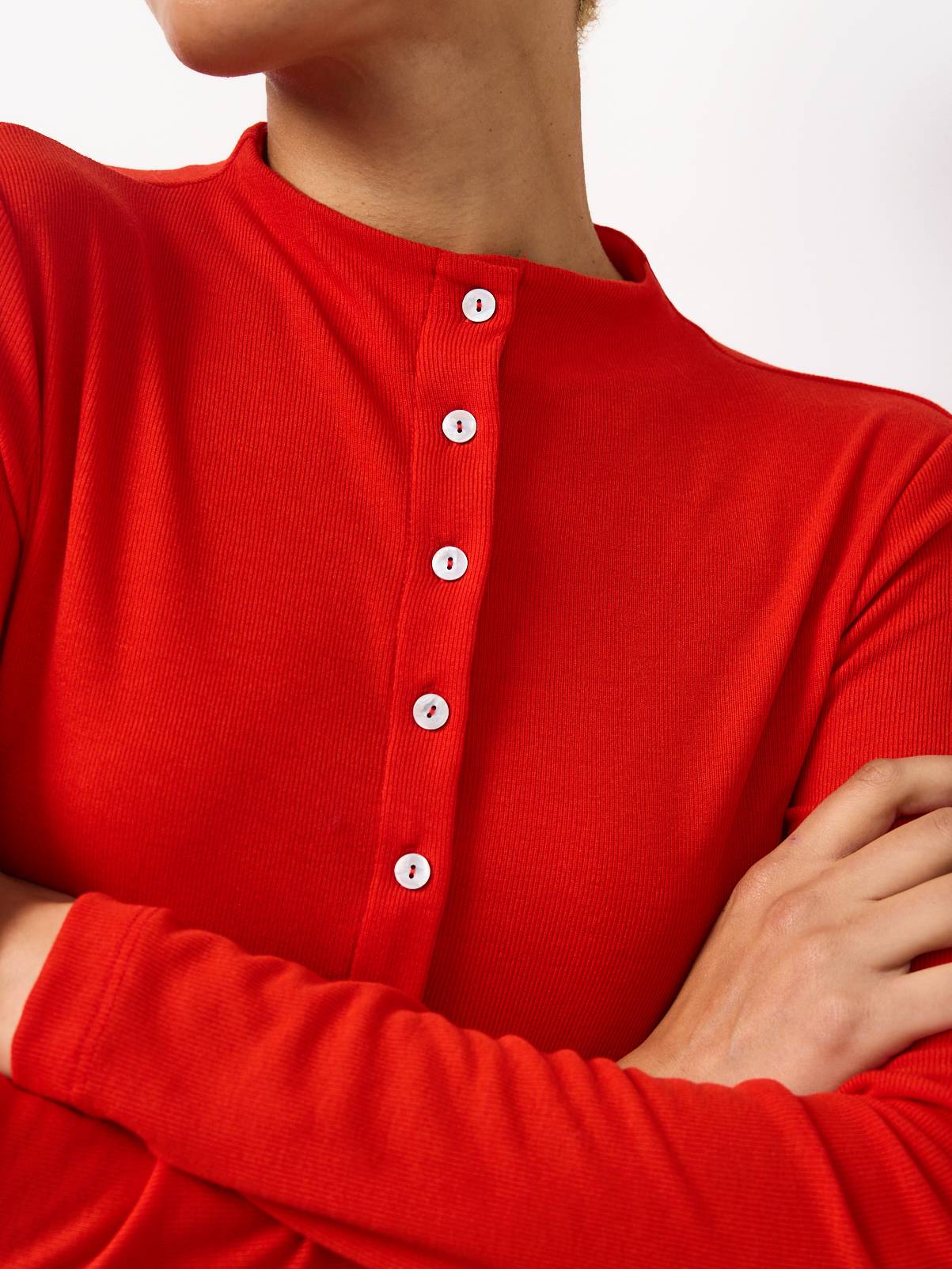 Red Brushed High Neck Button-Through Cardigan 20 - Image 3