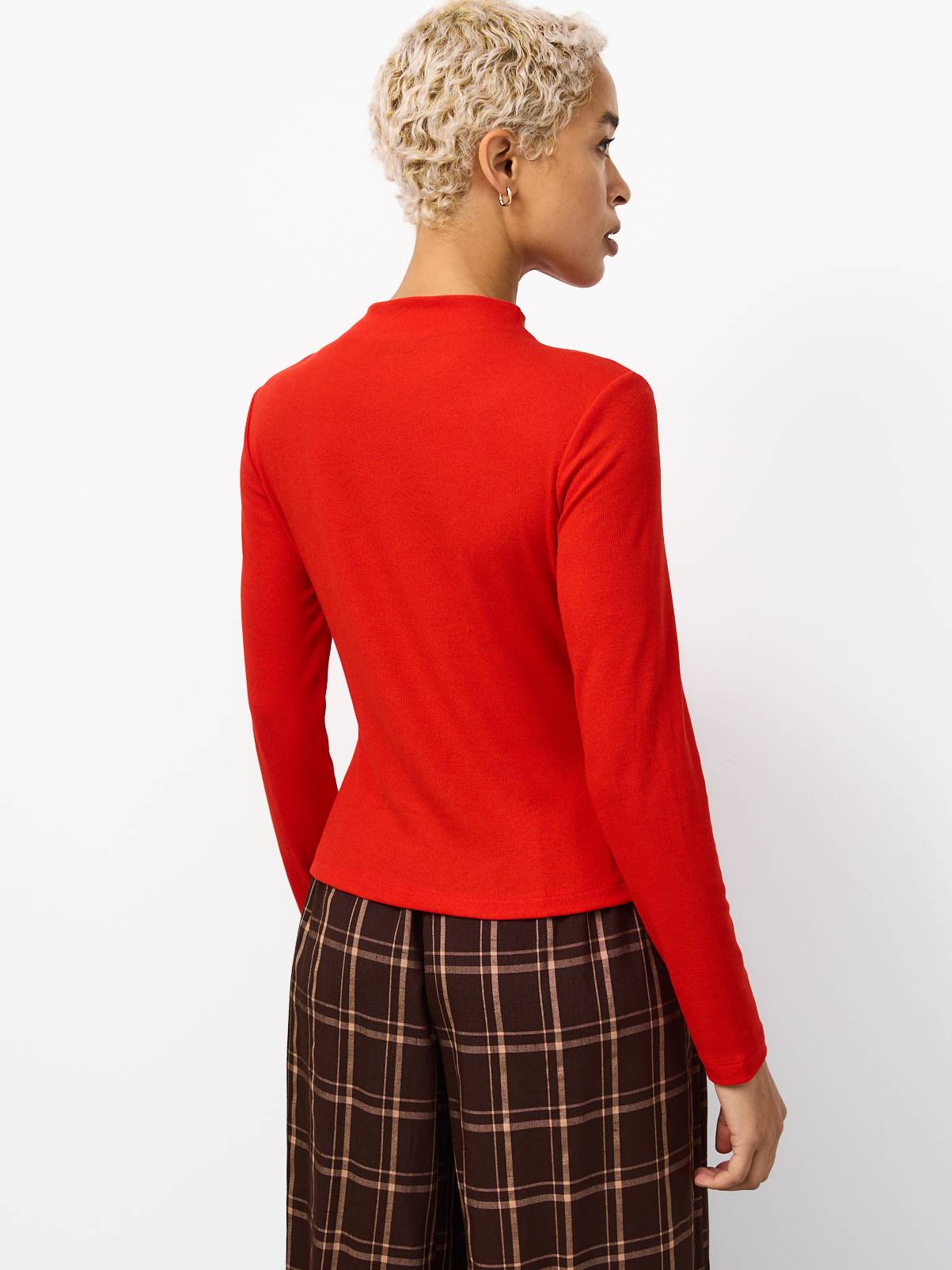Red Brushed High Neck Button-Through Cardigan 20 - Image 4