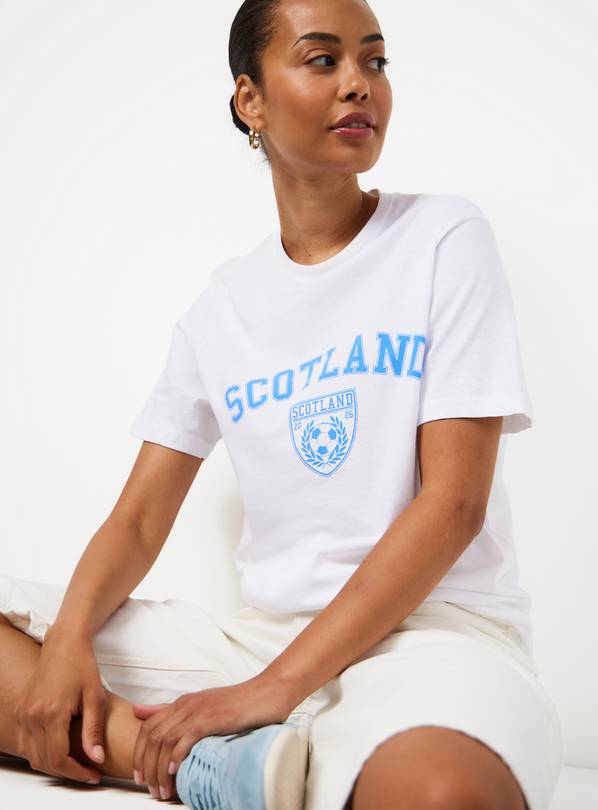 White Scotland Football Graphic Oversized Fit T-Shirt M
