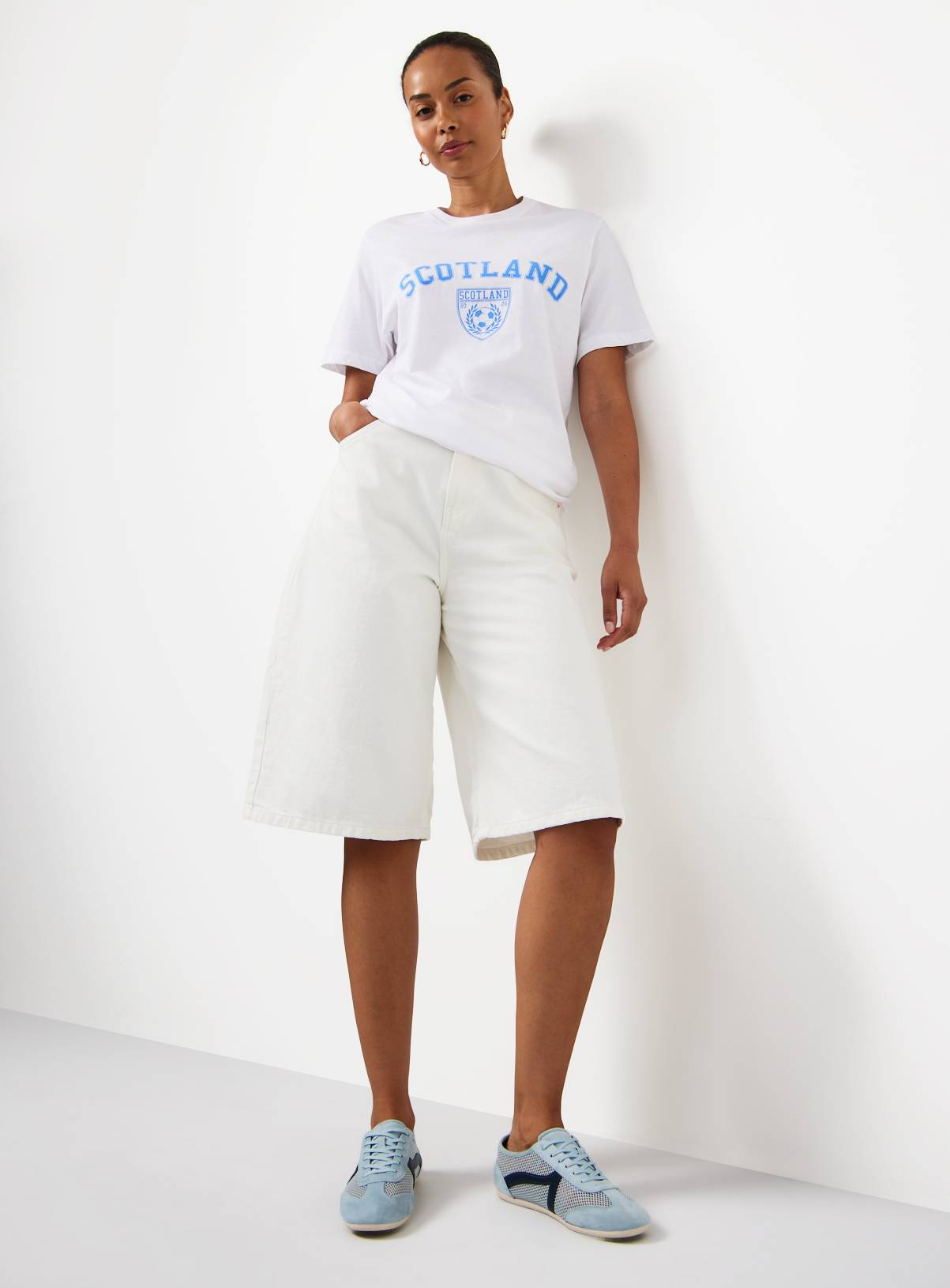 White Scotland Football Graphic Oversized Fit T-Shirt M - Image 2
