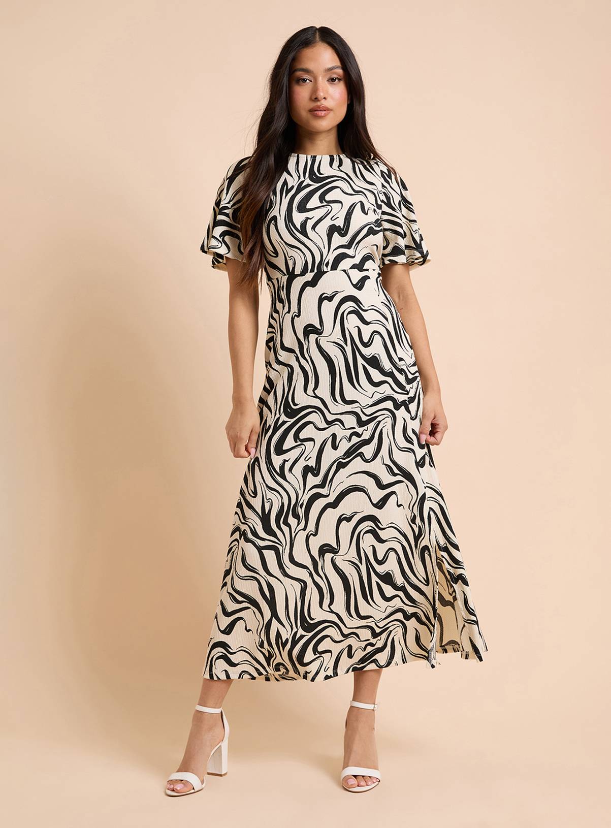 DOROTHY PERKINS Neutral Petite Angel Sleeve Midaxi Dress 16 - Image 1