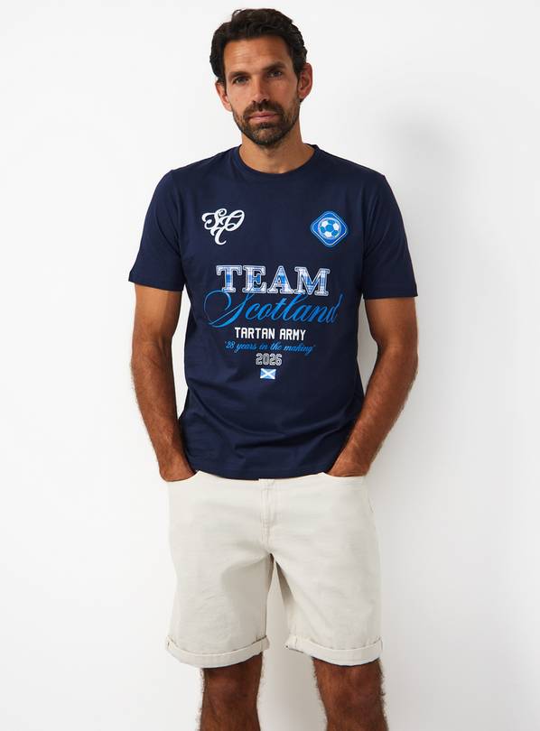 Navy Scotland Tartan Army Graphic T-Shirt XXXL