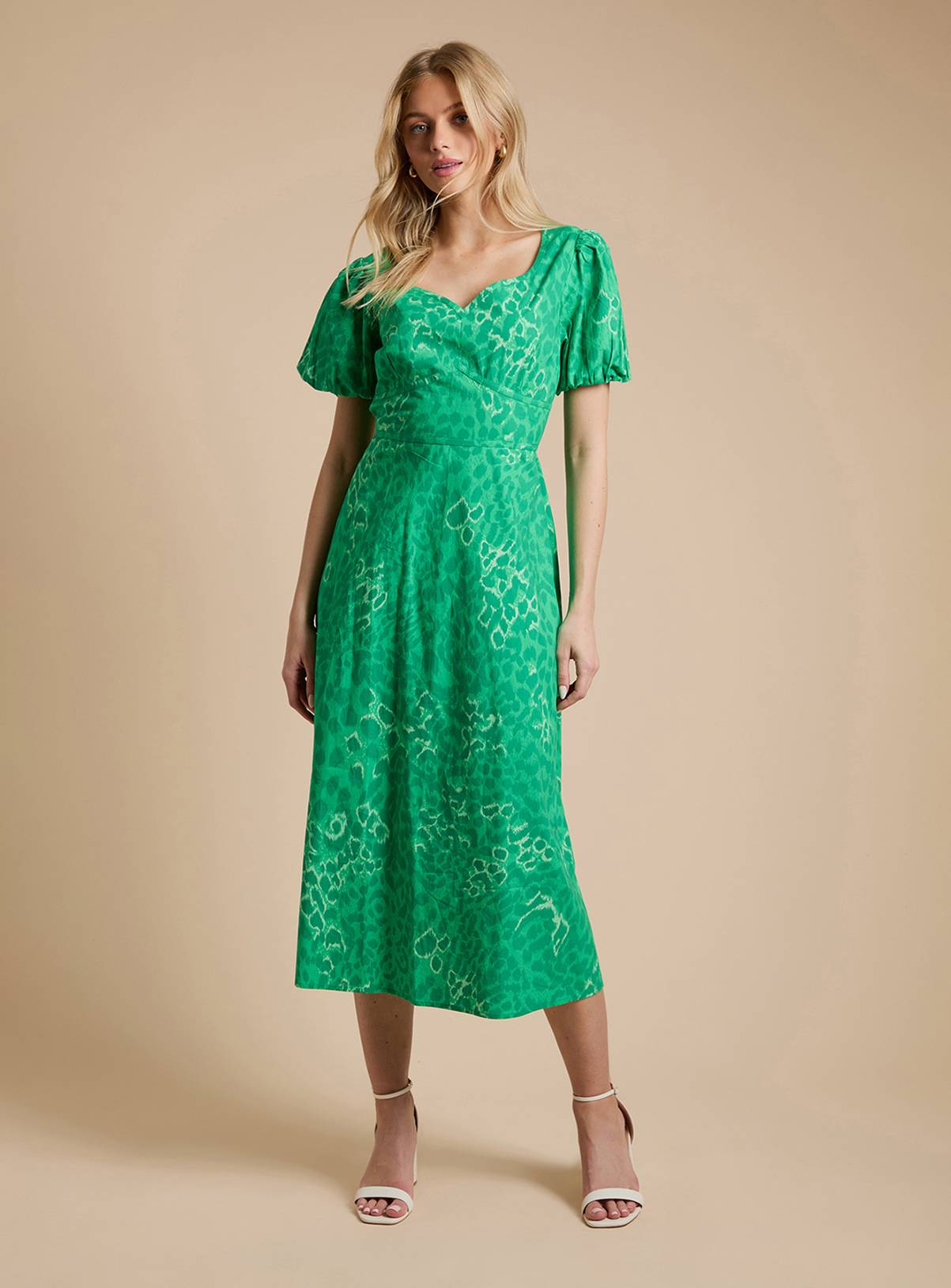 DOROTHY PERKINS Sweetheart Neck Printed Poplin Dress 10 - Image 1