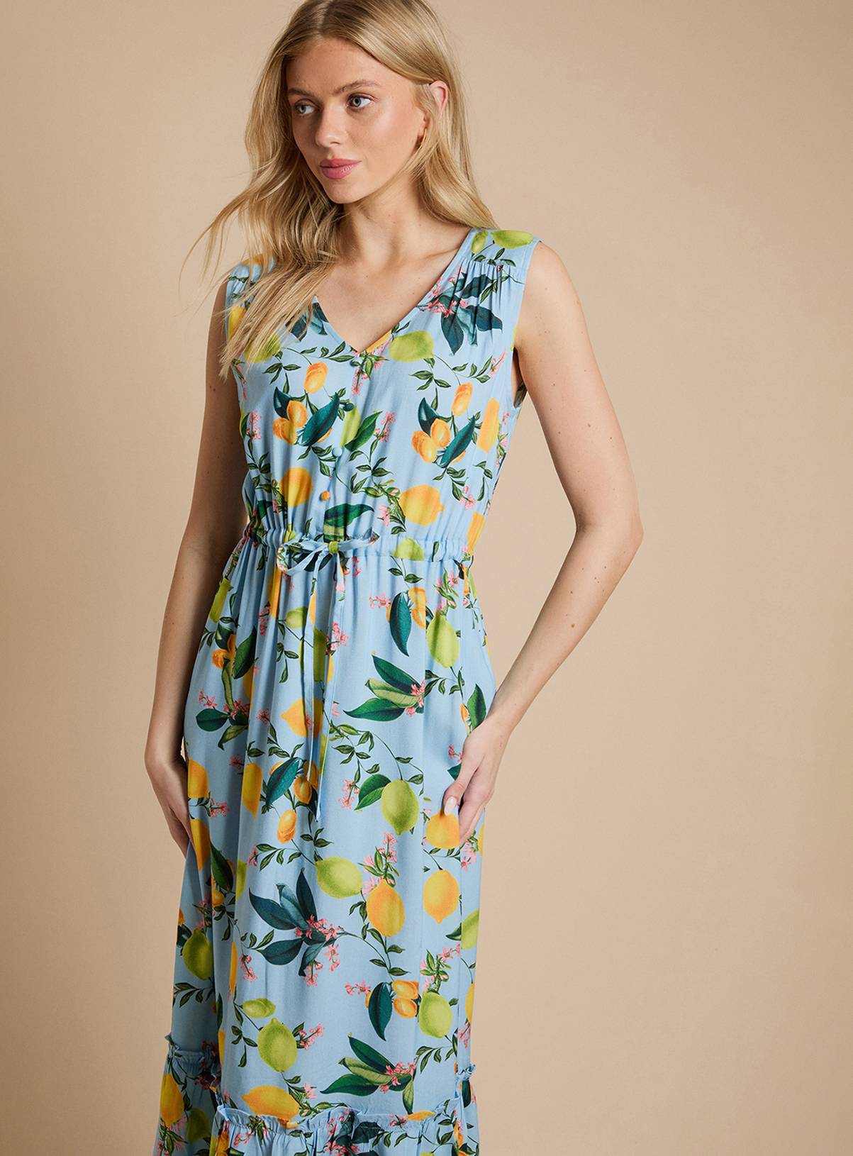 DOROTHY PERKINS Sleeveless Drawstring Waist Tiered Midaxi Dress 16 - Image 4