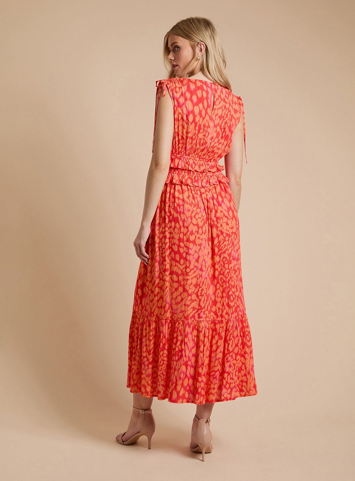 DOROTHY PERKINS Tie Detail Frill Waist Midaxi Dress 14 - Image 4 thumbnail
