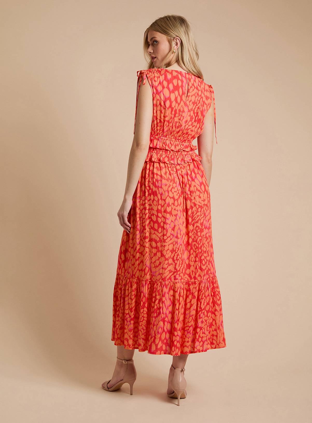 DOROTHY PERKINS Tie Detail Frill Waist Midaxi Dress 14 - Image 4