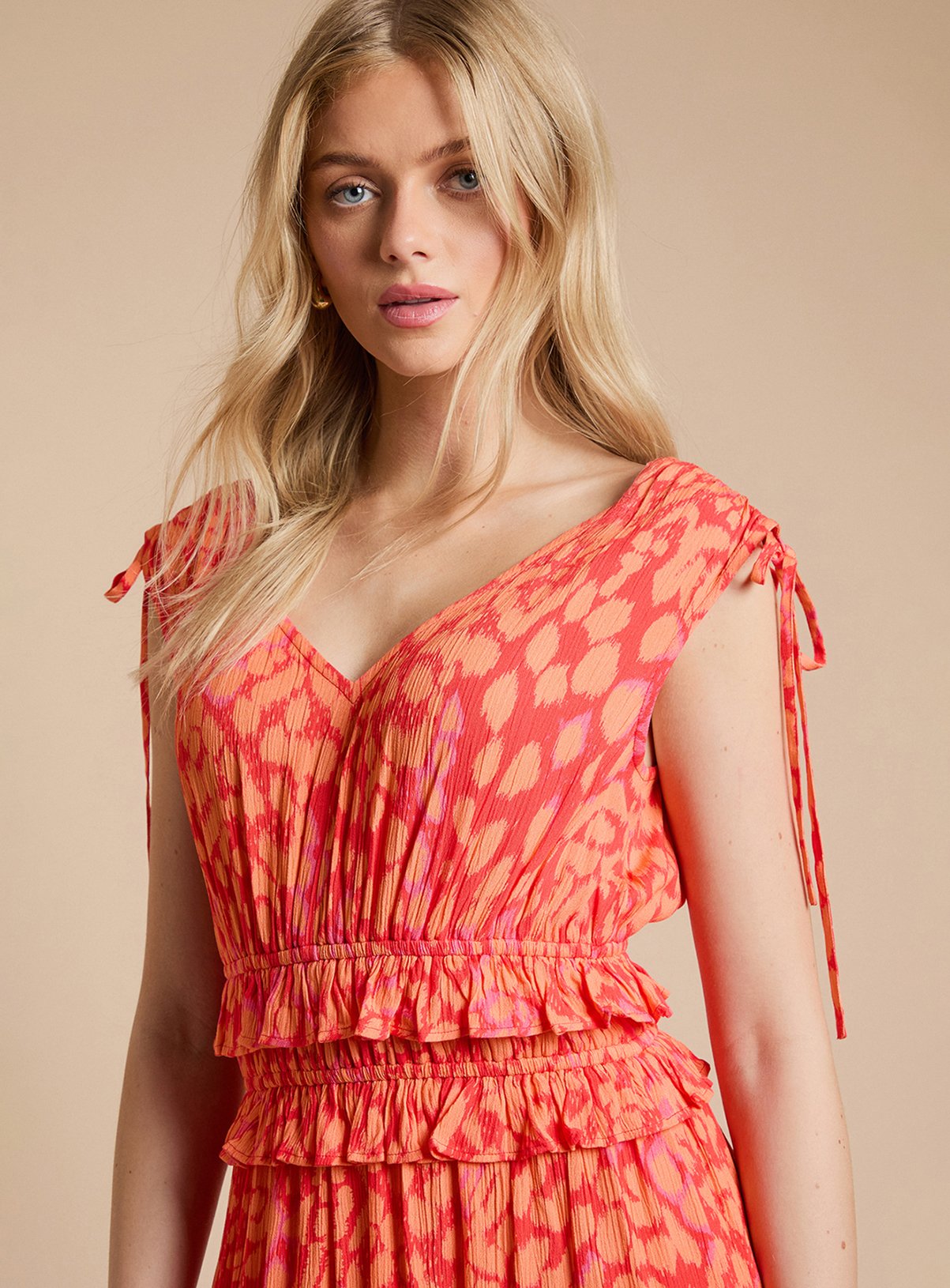 DOROTHY PERKINS Tie Detail Frill Waist Midaxi Dress 14 - Image 5 thumbnail