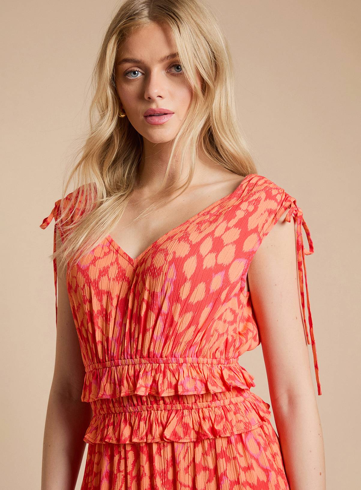 DOROTHY PERKINS Tie Detail Frill Waist Midaxi Dress 14 - Image 5