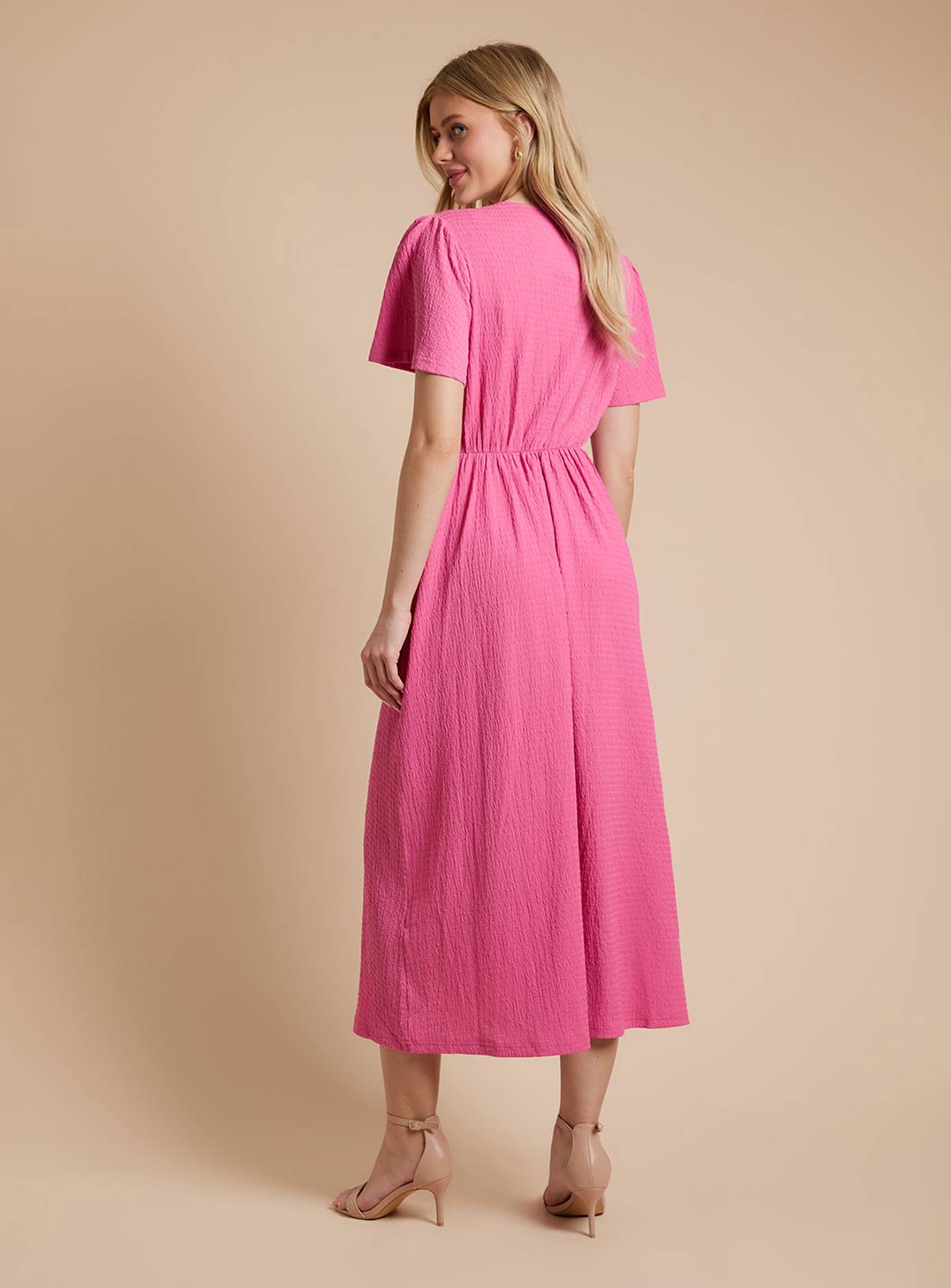 DOROTHY PERKINS Crinkle Jersey Flutter Sleeve Button Front Midaxi Dress 18 - Image 3