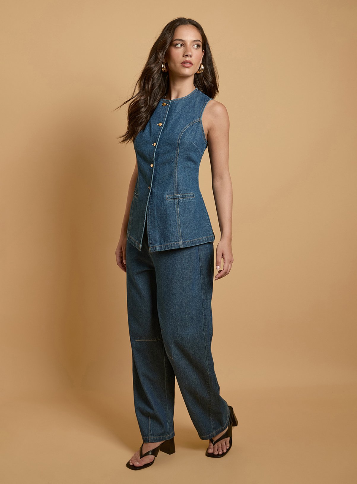 OASIS Denim Waistcoat Top 12 - Image 2 thumbnail