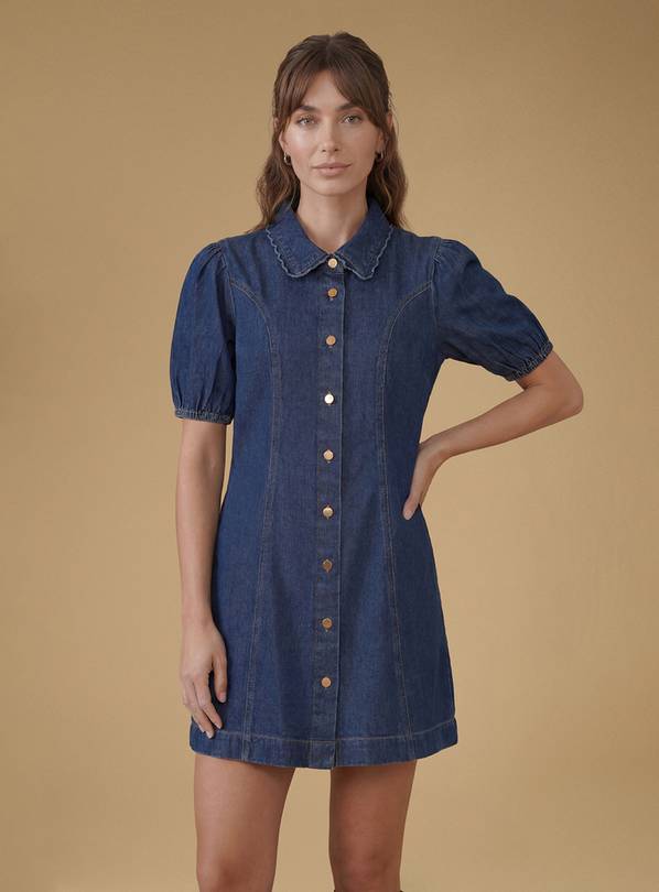 OASIS Puff Sleeve Denim Mini Dress 18