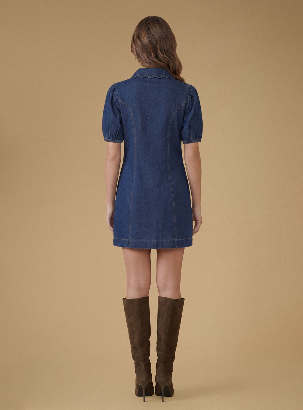 OASIS Puff Sleeve Denim Mini Dress 6 - Image 2 thumbnail