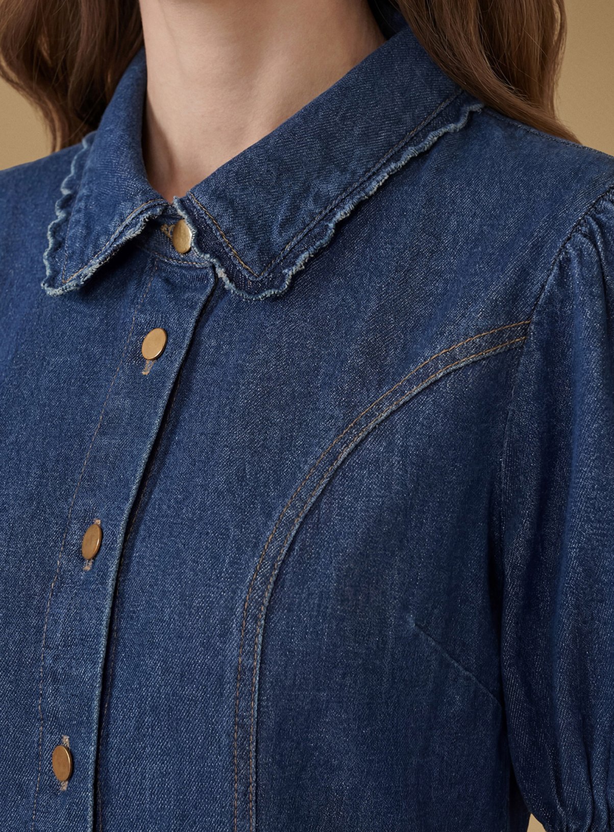 OASIS Puff Sleeve Denim Mini Dress 6 - Image 3 thumbnail