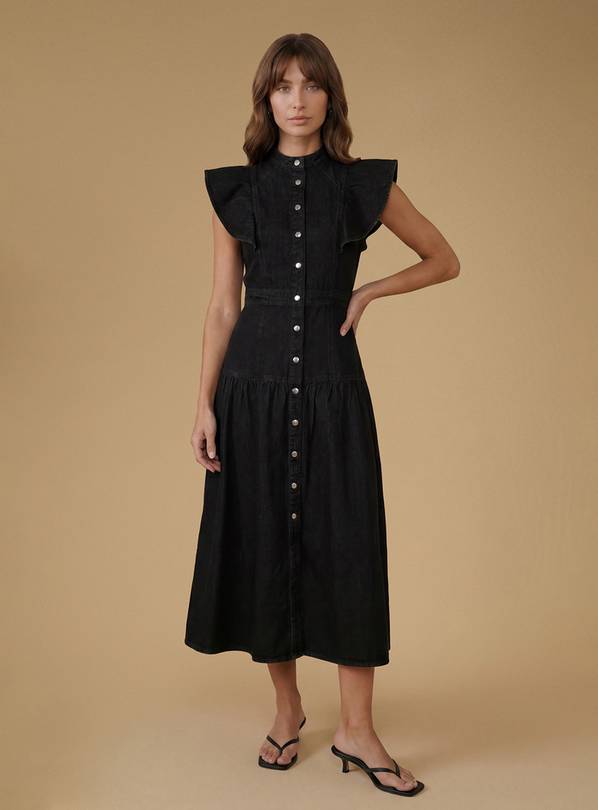 OASIS Ruffle Denim Midi Dress 10