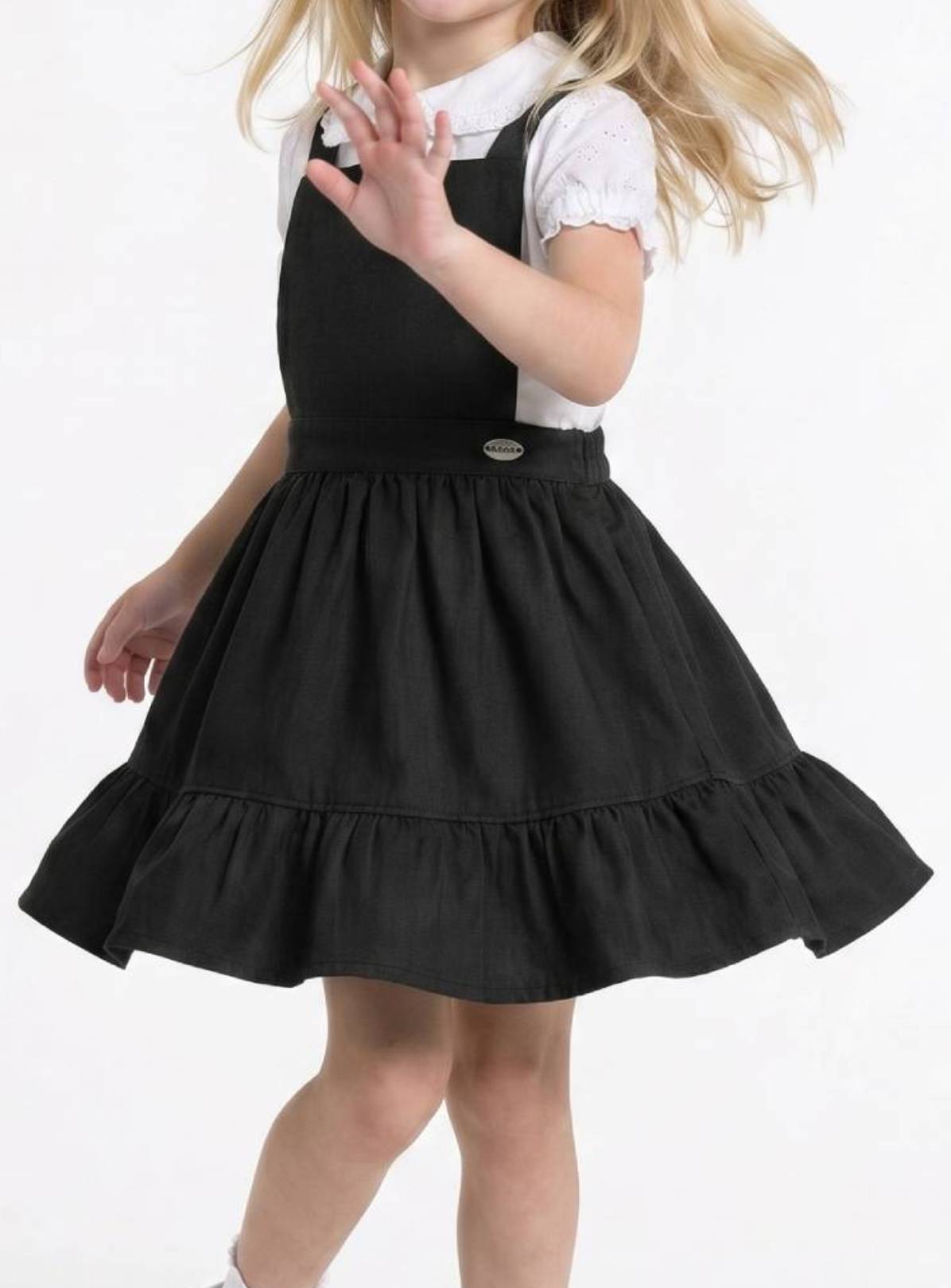 LELLI KELLY Becky Bow Detail Ruffle Pinafore Dress Black 3-4 Years - Image 2